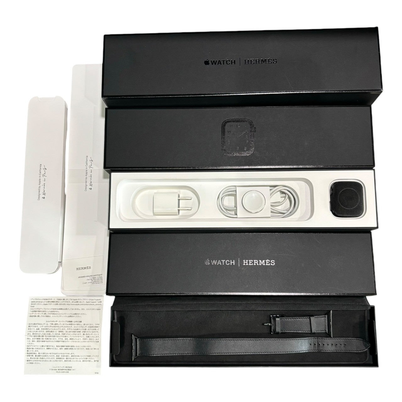 HERMES(エルメス) Apple watch series5 Double Tour 40mm Space Black アップル ウォッチ A2156 40mm ブラック レザー ストラップ スポーツバンド ヴォースイ ヴォースウィフト D刻印