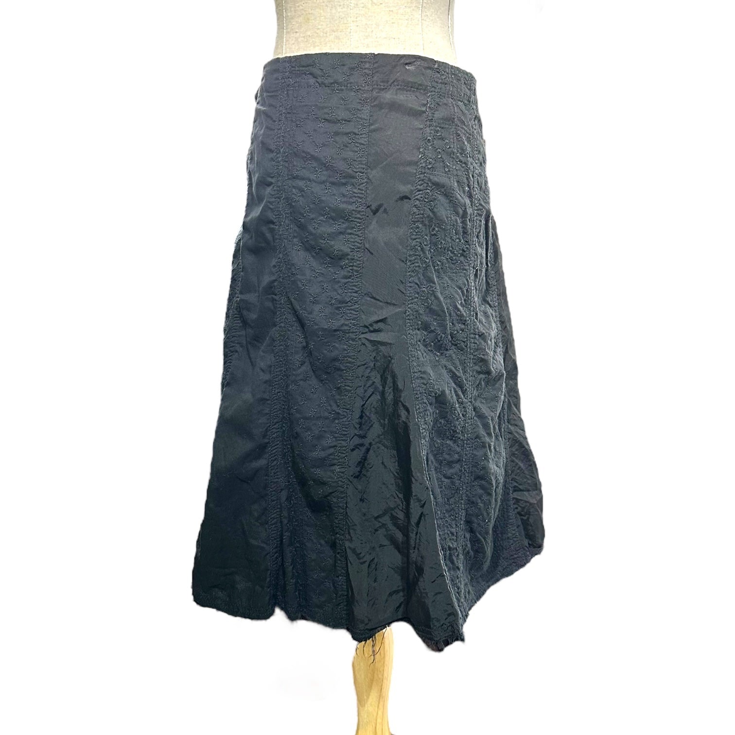 tricot COMME des GARCONS(トリココムデギャルソン) 06SS Belted Cut-off Different Fabric Lace Skirt ベルト付 カットオフ 異素材 レース ひざ丈 スカート TQ-S025 S ブラック AD2005