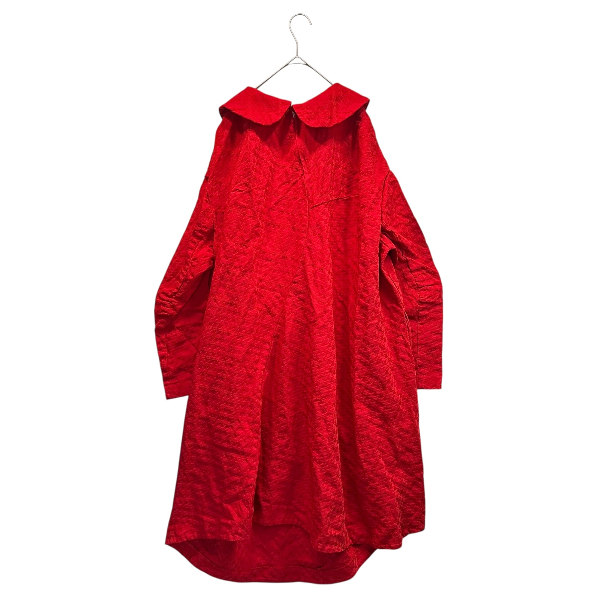 COMME des GARCONS COMME des GARCONS(コムデギャルソンコムデギャルソン) 24AW Polyester Shrink-Resistant Big Round Collar Houndstooth Pattern Dress ポリ縮絨 ビッグ 丸襟 千鳥柄 ワンピース RN-O012 S レッド AD2024 コレクションランウェイ 別色着用アイテム
