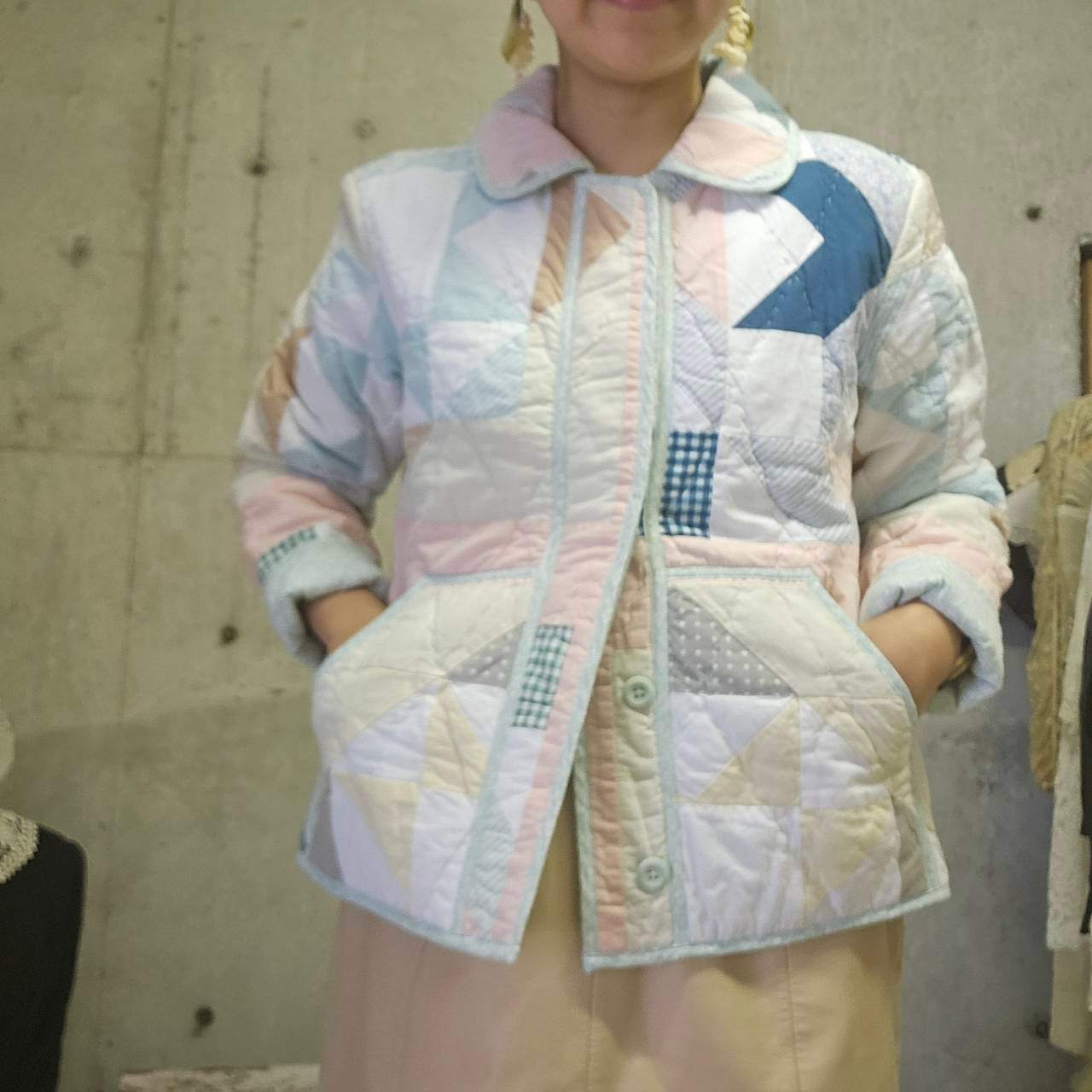 used_(ユーズド) Patch_ quilted patchwork handmade jacket/キルティングパッチワークハンドメイドジャケット M ミックス