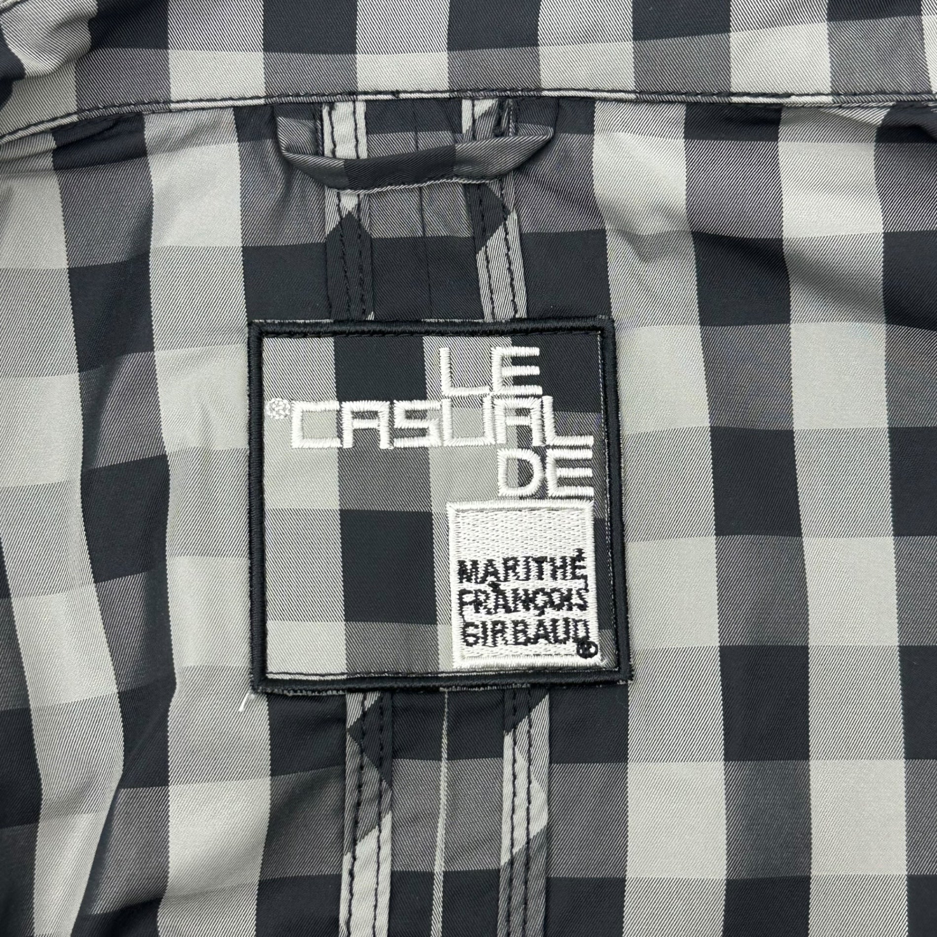 MARITHE FRANCOIS GIRBAUD(マリテフランソワジルボー) 00's Gingham Check Round Collar Double Coat ギンガム チェック 丸襟 ダブル コート F5-7180 M ブラック×グレー Y2K 変形