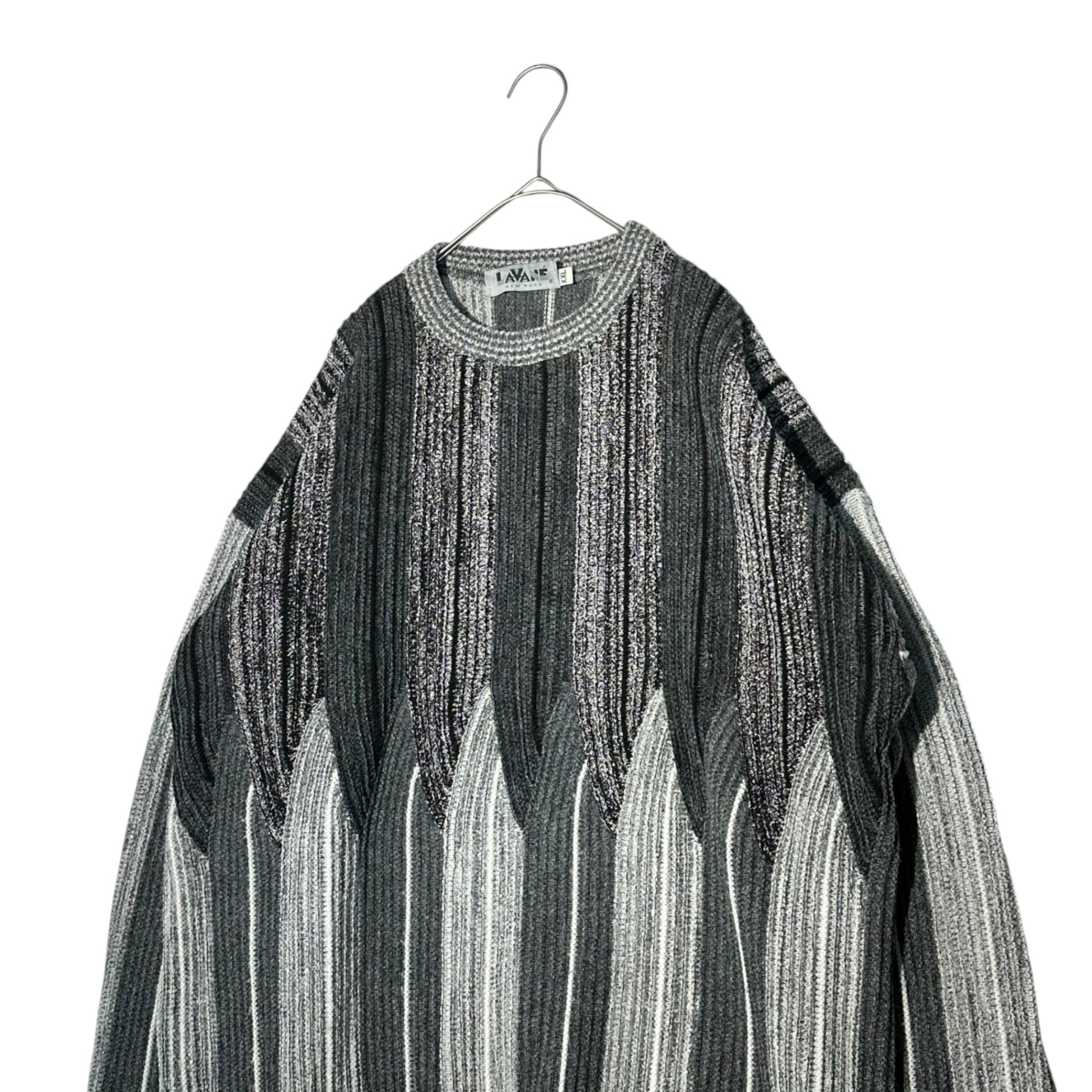 LAVANE(ラヴァーン) 90's 3D knit クルーネック ニット XXL グレー 90年代