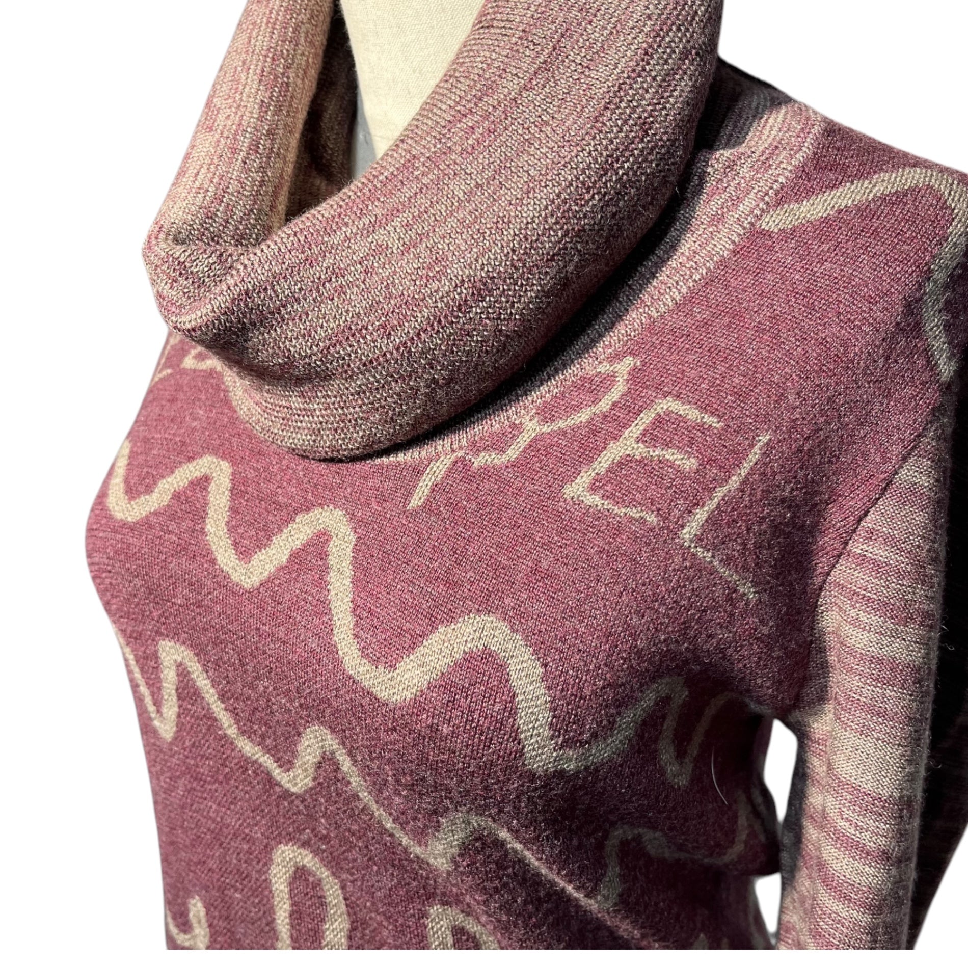 Vivienne Westwood RED LABEL(ヴィヴィアンウエストウッドレッドレーベル) Wavy line design off turtleneck knit 波線デザイン オフタートルネック ニット 356-01-17005 L パープル