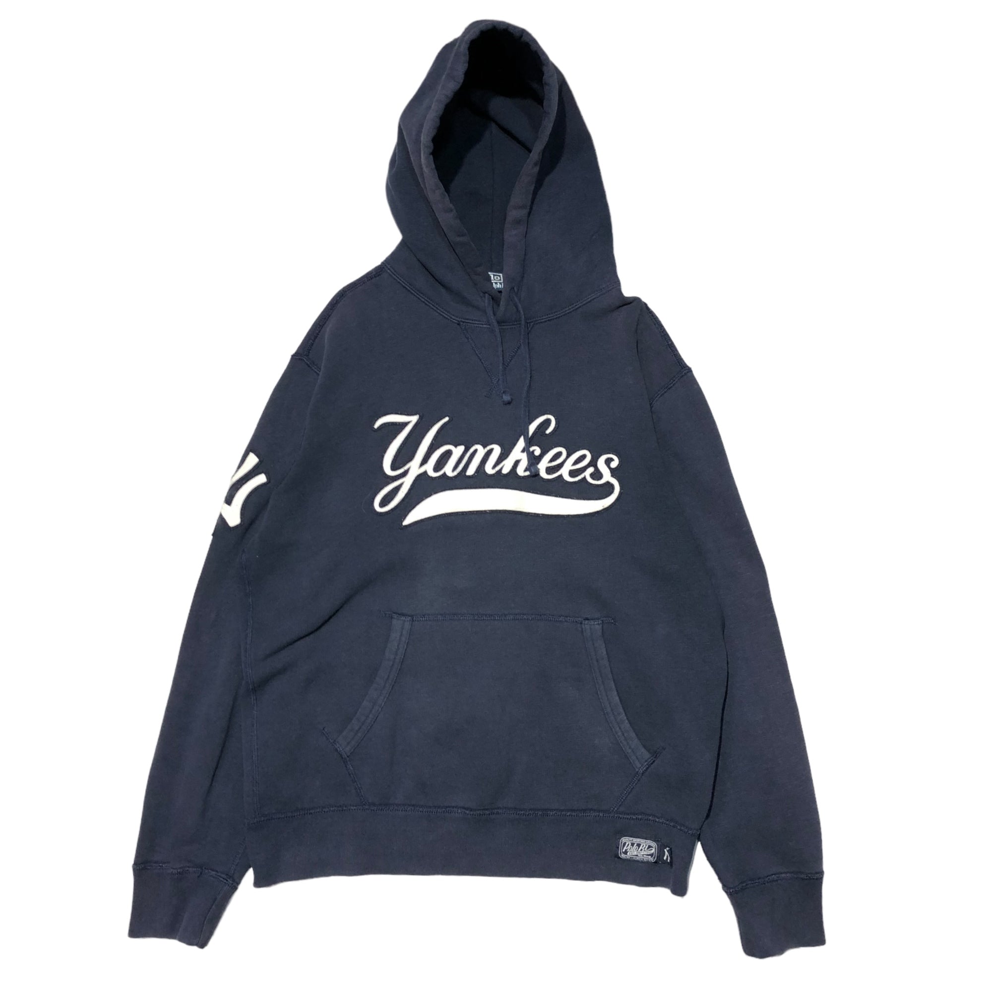 POLO RALPH LAUREN×MLB Yankees(ポロラルフローレン×ヤンキース) yankees logo hoodie ヤンキース ロゴ 刺繍 プルオーバー パーカー S ネイビー コラボ 限定