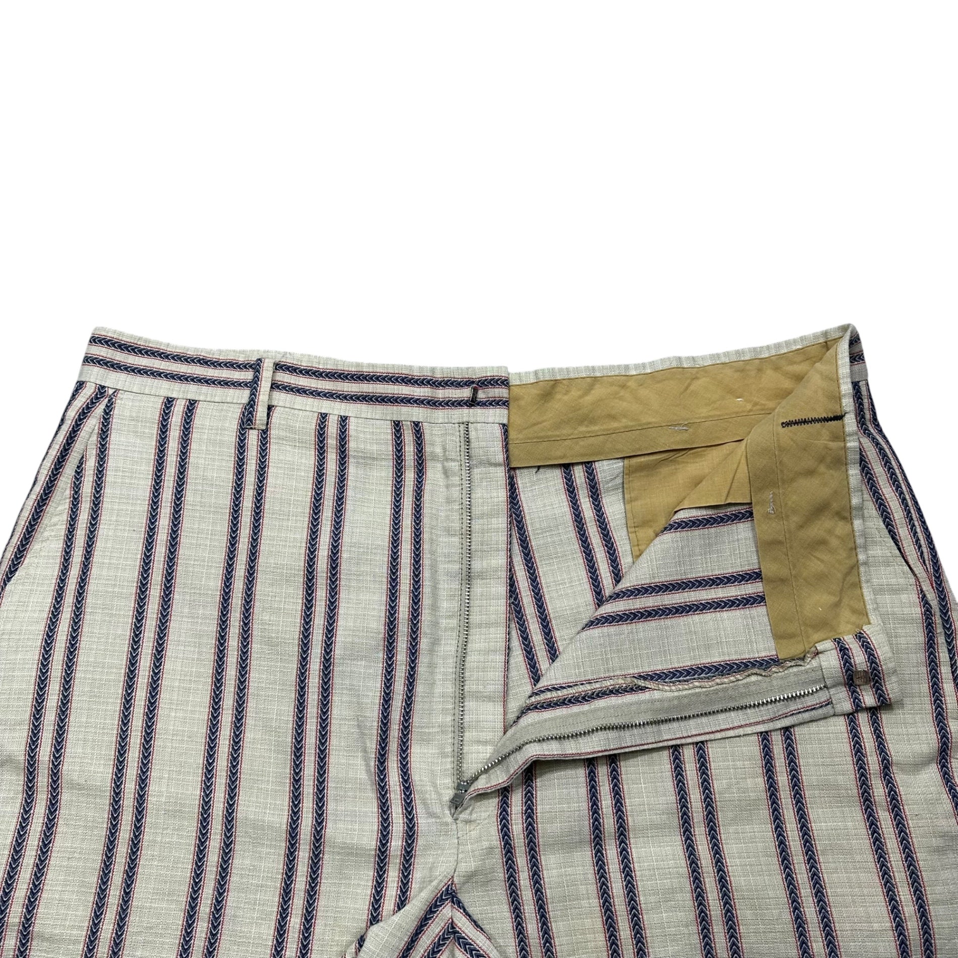 VINTAGE(ヴィンテージ) 70~80's Linen Striped Shorts リネン ストライプ ショーツ ハーフパンツ アイボリー×ネイビー×レッド