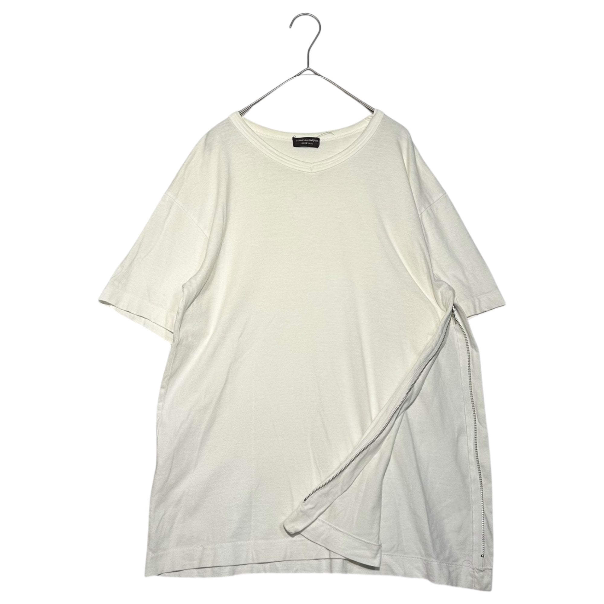 COMME des GARCONS HOMME PLUS(コムデギャルソンオムプリュス) 99SS Frill Period Side Zip Cotton T-Shirt フリル期 サイドジップ コットン Tシャツ PT-100460 FREE ホワイト AD1998