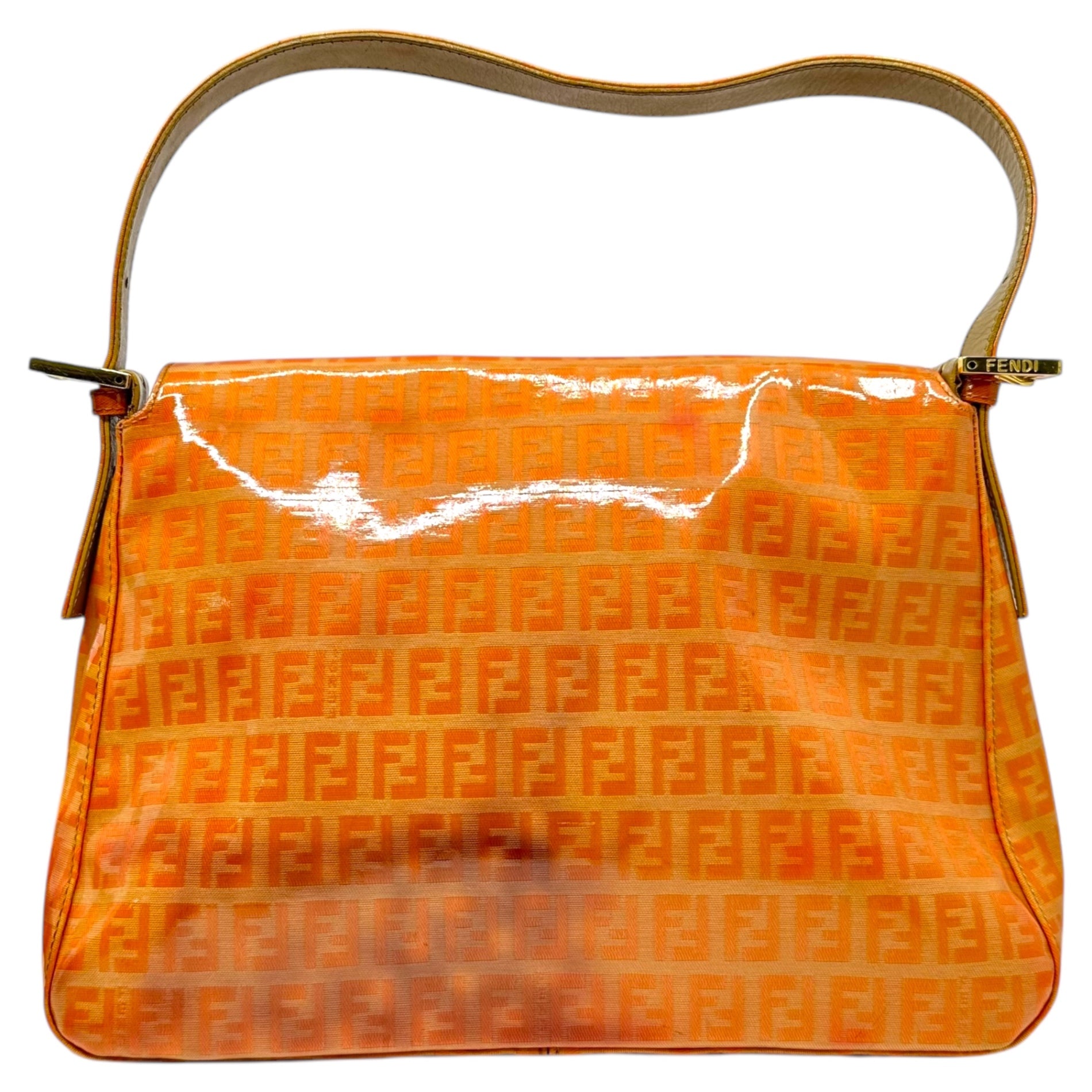 FENDI(フェンディ) Zucchino Enamel Mamma Bucket ズッキーノ エナメル マンマバケット オレンジ ハンド バッグ 肩掛け ワンショルダー ズッカ ヴィンテージ OLD