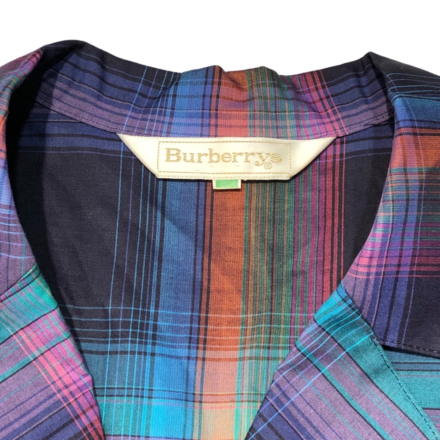 Burberrys(バーバリーズ) 80's~90's ウエストギャザーチェックシャツワンピース/半袖/ヴィンテージ FM067-655 9AR パープル×ネイビー