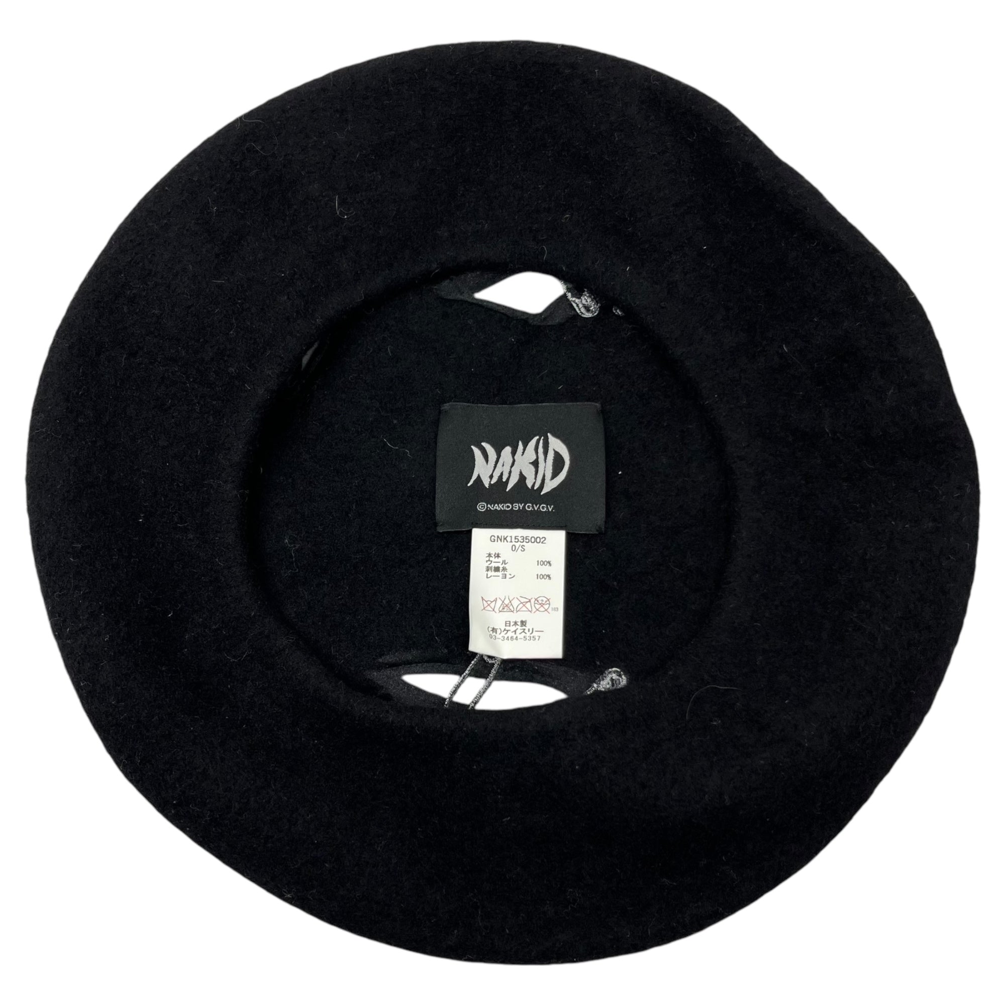 NAKID by G.V.G.V.(ネイキッドバイジーブイジーブイ) ROTTEN BERET ベレー帽 安全ピン 刺繍 ダメージ加工 帽子 GNK1535002 ブラック