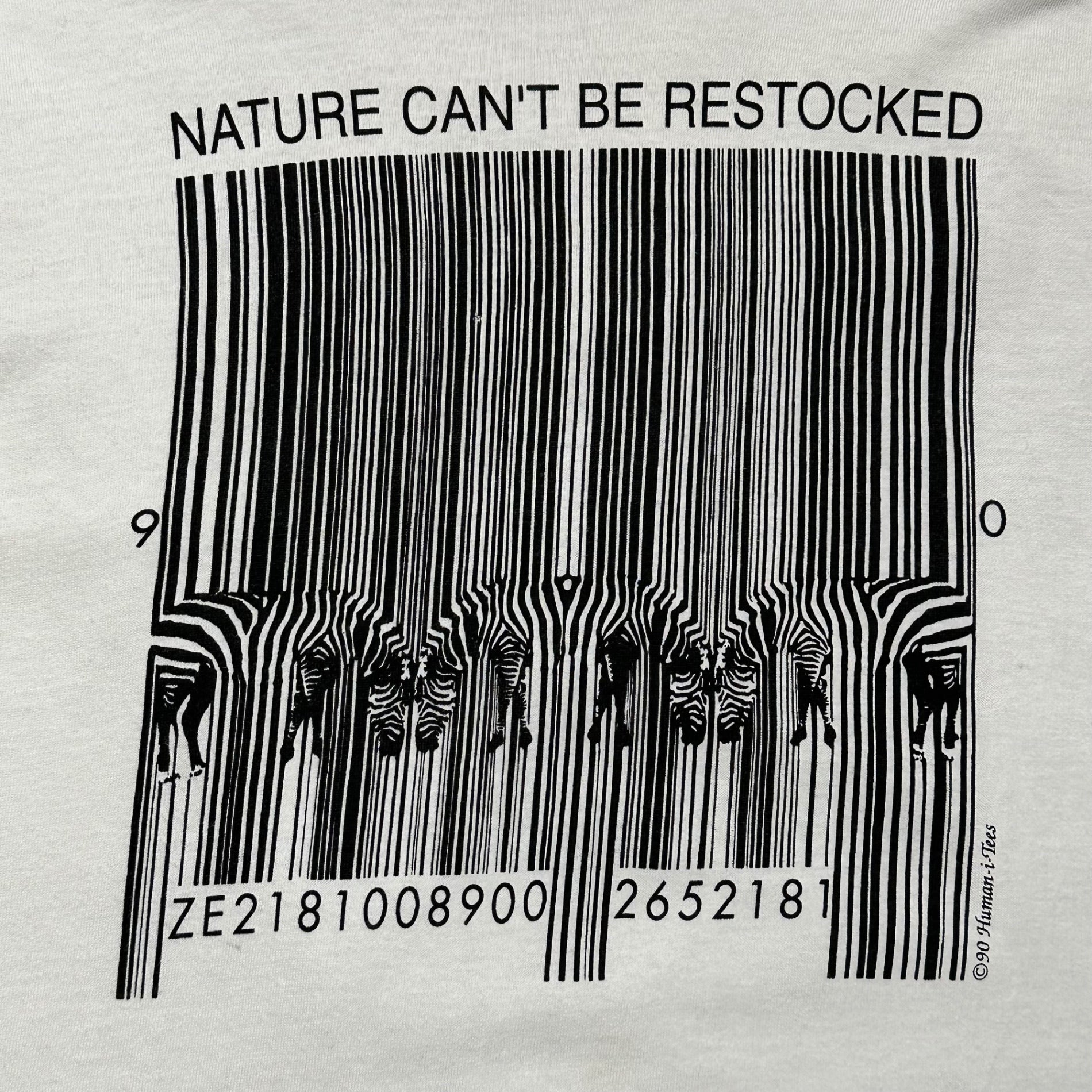 VINTAGE(ヴィンテージ) 1990's Zebra Barcode Animal T-Shirt ゼブラ バーコード アニマル Tシャツ L ホワイト×ブラック human-i-tees