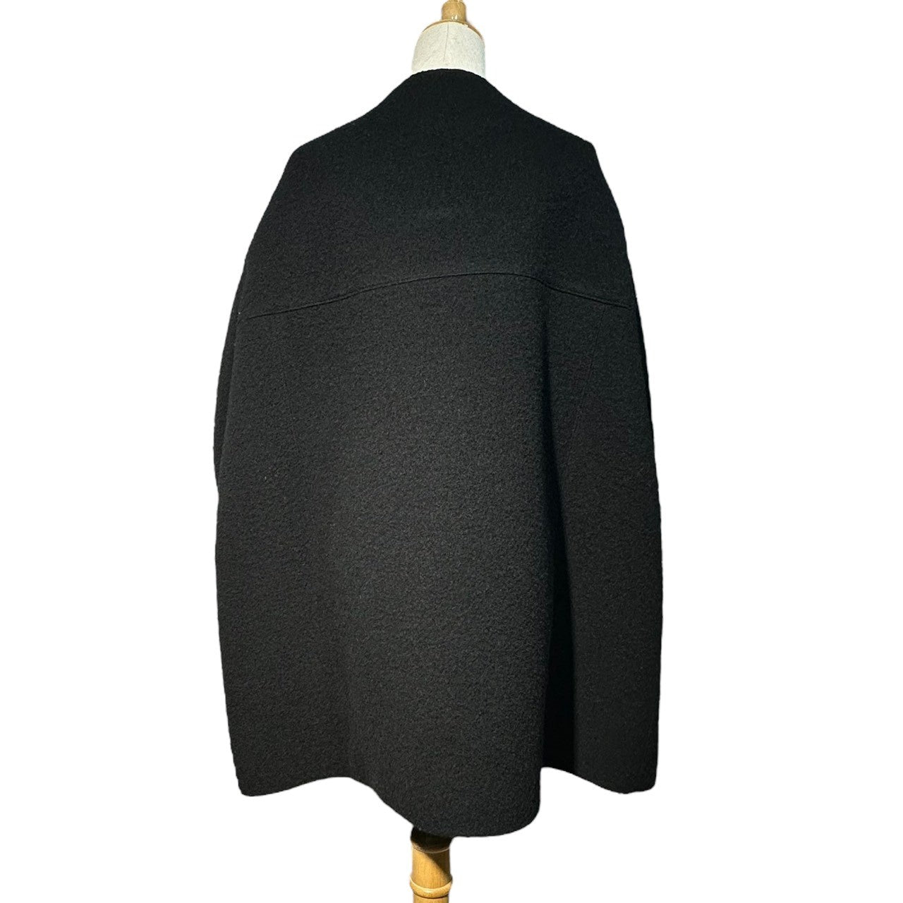 COMME des GARCONS JUNYA WATANABE(コムデギャルソンジュンヤワタナベ) 17AW Three-dimensional flare melton collarless coat/立体フレアノーカラーメルトンコート/ウール JT-J050 S ブラック AD2017