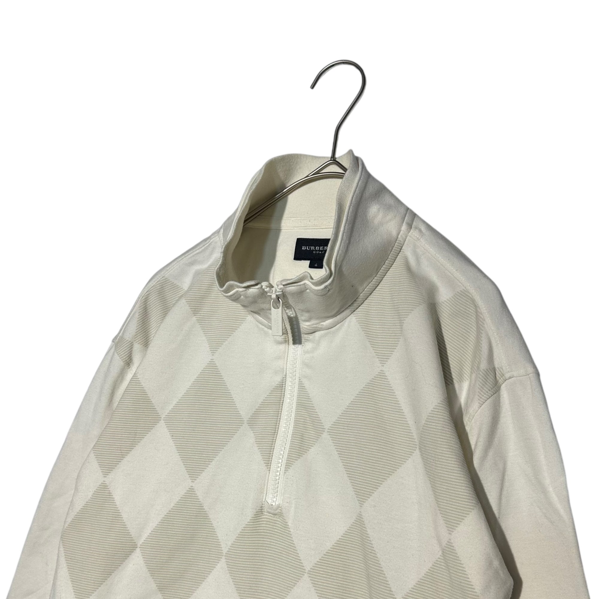 BURBERRY GOLF(バーバリーゴルフ) アーガイル柄 ハーフジップ 長袖 カットソー E5P66-242-01 4(XL程度) ホワイト Tシャツ