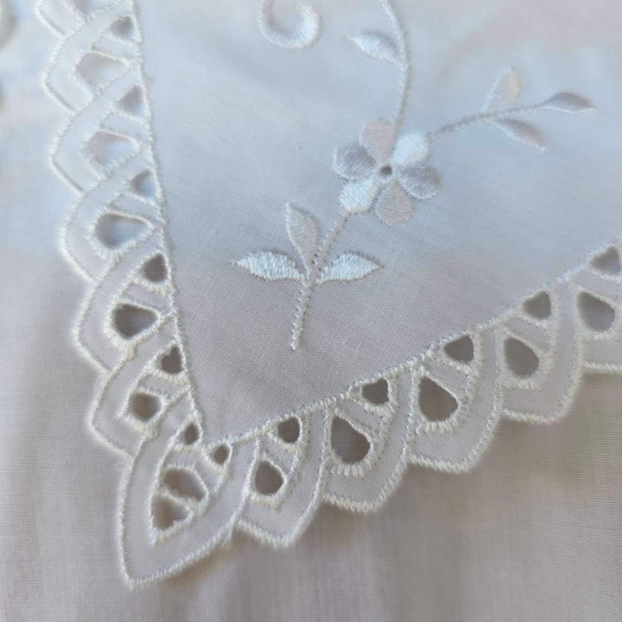 vintage(ヴィンテージ) 80'~90's big lace collar shortsleeve puffblouse 大きなレース衿の半袖パフスリーブブラウス 表記無し(M~Lサイズ程度) ホワイト デザインボタン