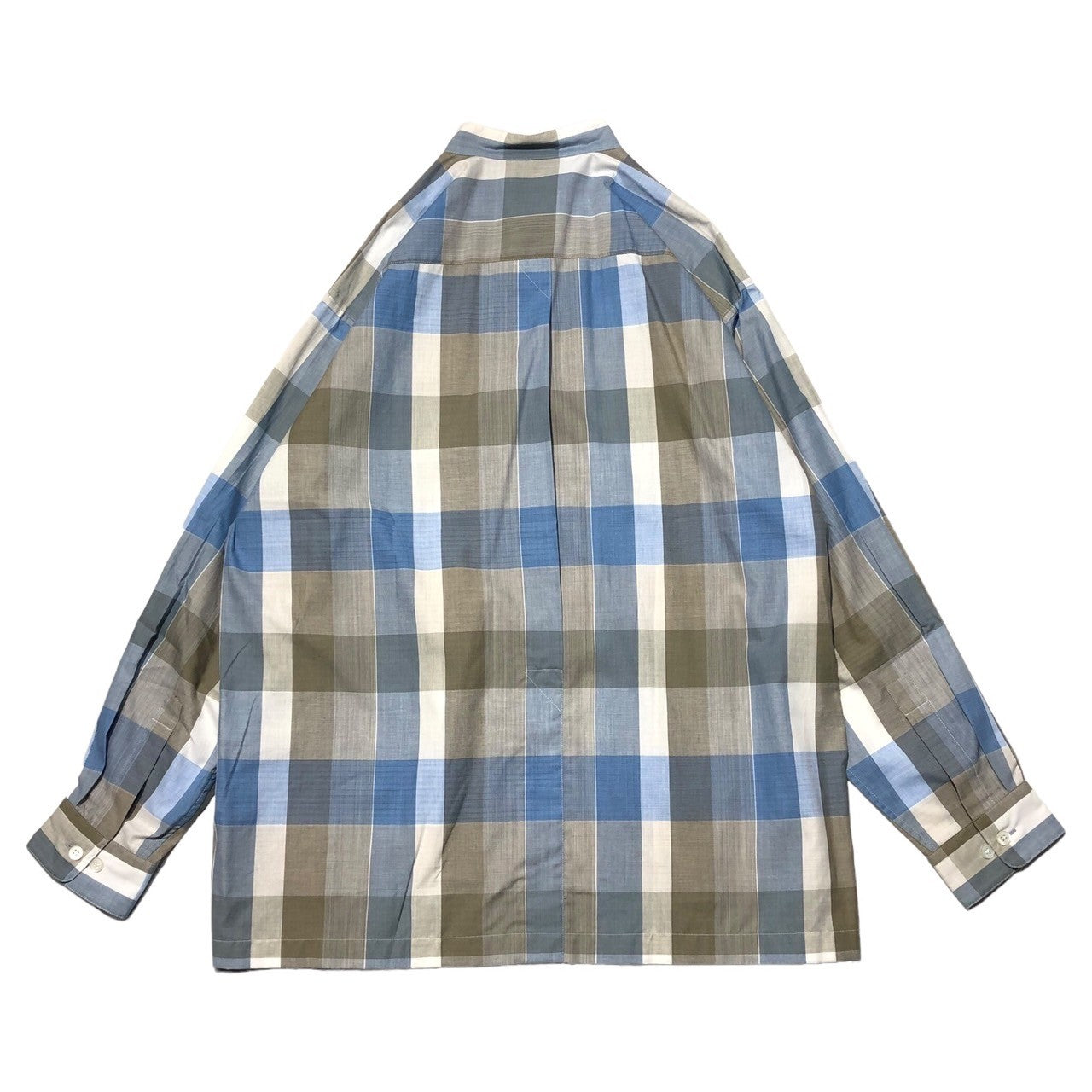 MIYAKE DESIGN STUDIO(ミヤケデザインスタジオ) 80's ~ 90's check band collar shirt チェック バンドカラー シャツ ハミルトン社製 IMMT HP4408-31 M スカイブルー×グレー 80年代 ~ 90年代 ヴィンテージ アーカイブ