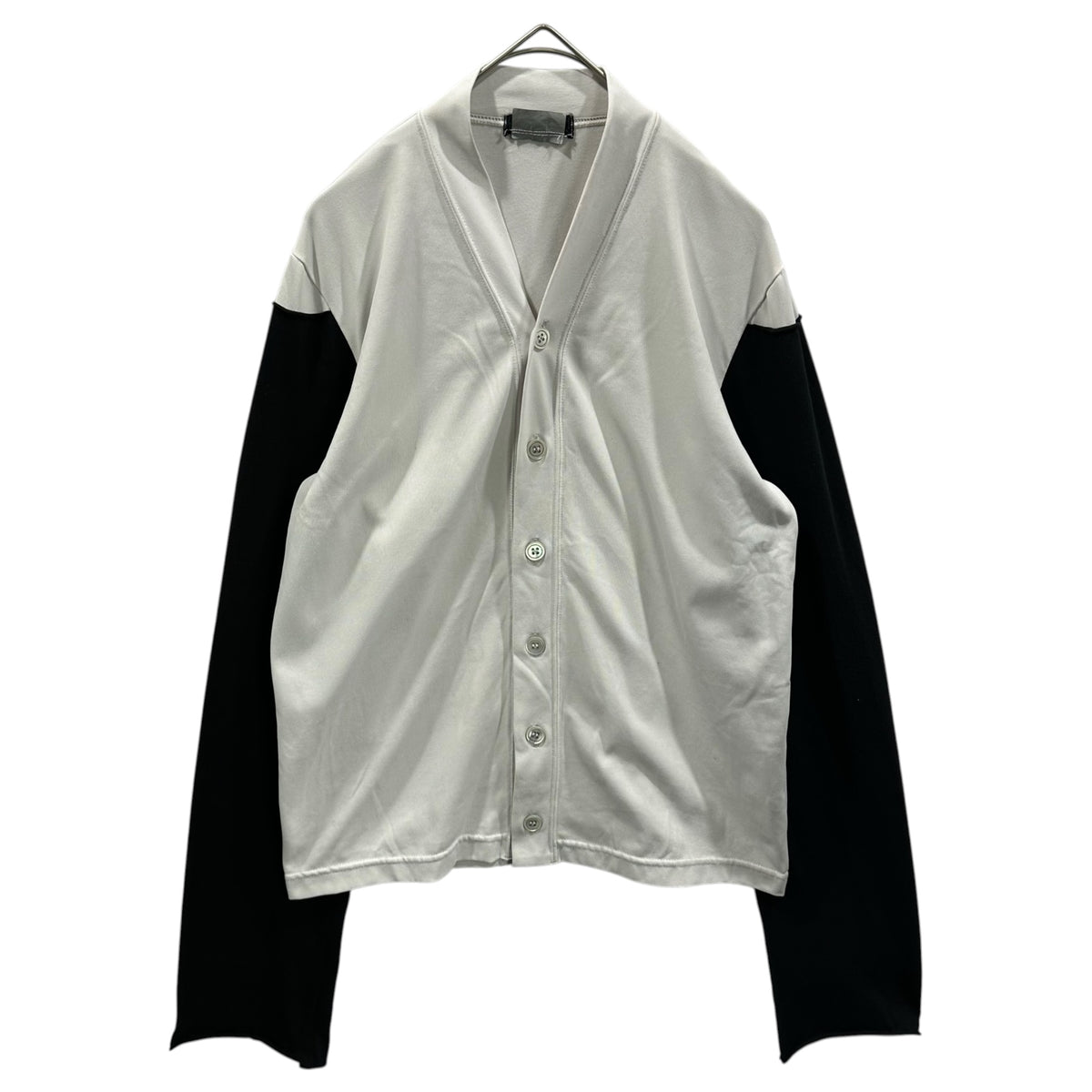 COMME des GARCONS(コムデギャルソン) 2011SS Layered Polyester Cardigan with Sleeves 袖 レイヤード ポリ カーディガン GG-T007 XS ライトグレー×ブラック AD2010