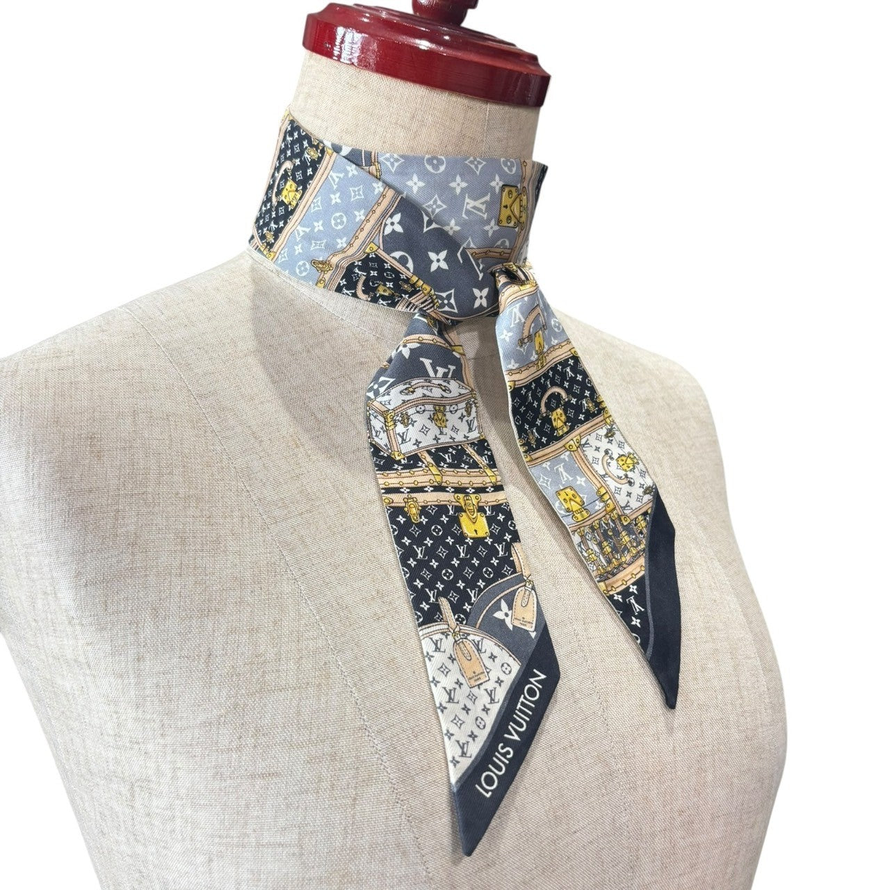 LOUIS VUITTON(ルイヴィトン) Bando BB - Let's Go バンドーBB - レッツゴー シルク スカーフ M76442 ブラック×ホワイト モノグラム