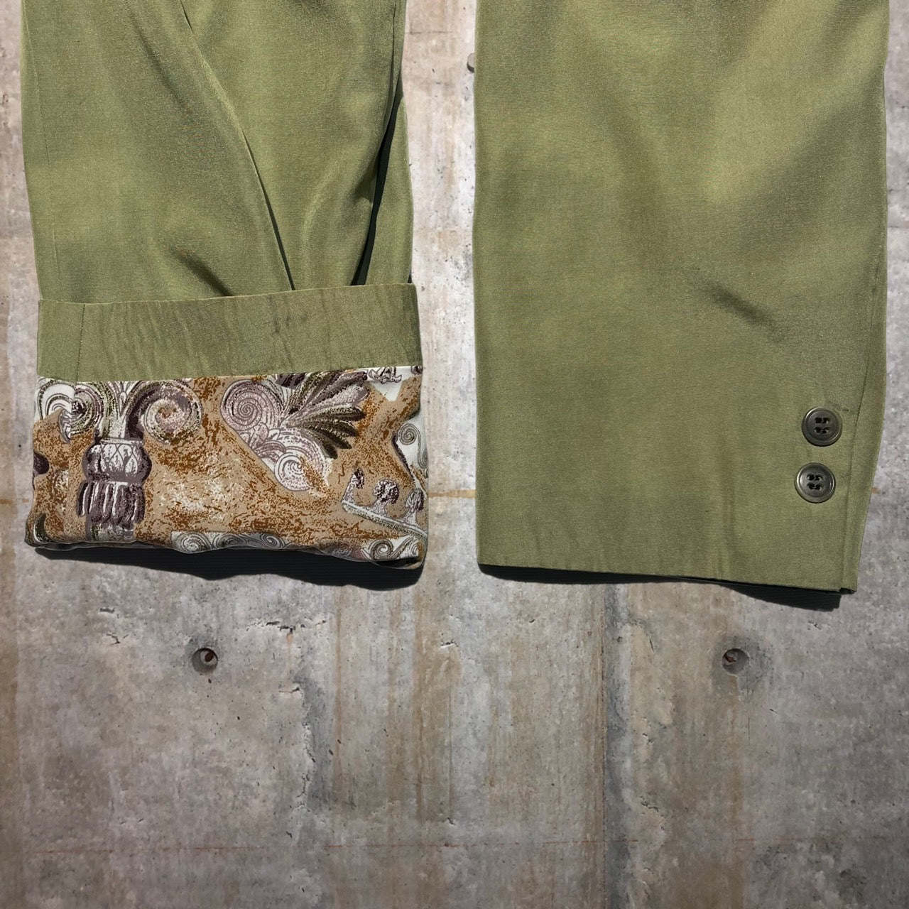 LANVIN(ランバン) 90'sダブルセットアップ L程度 カーキ シルク