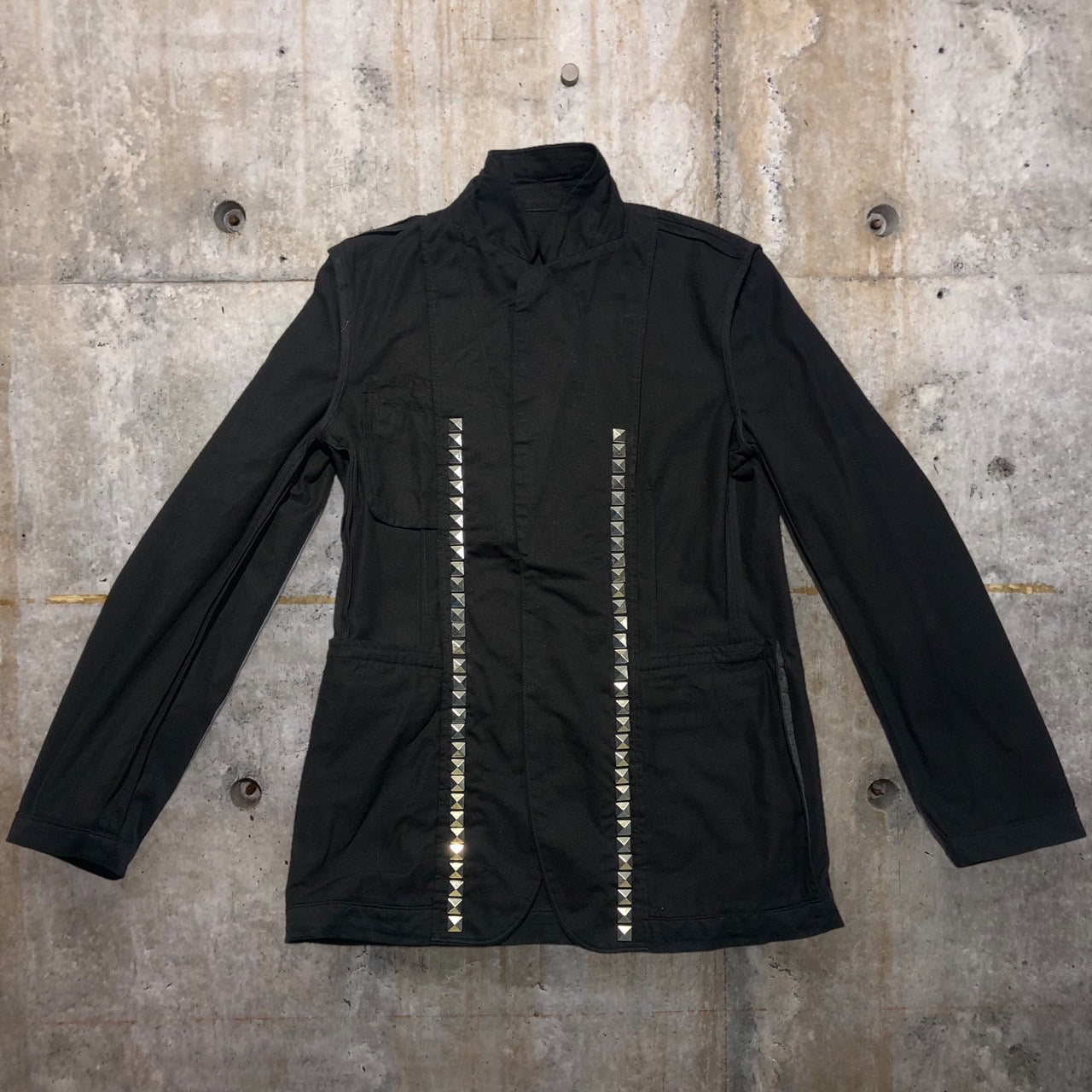 COMME des GARCONS HOMME PLUS EVER GREEN(コムデギャルソンオムプリュスエバーグリーン) 07SSラインスタッズコットンジャケット PS-J214 M ブラック AD2006 2000AW Docking Rock ドッキングロック期 復刻