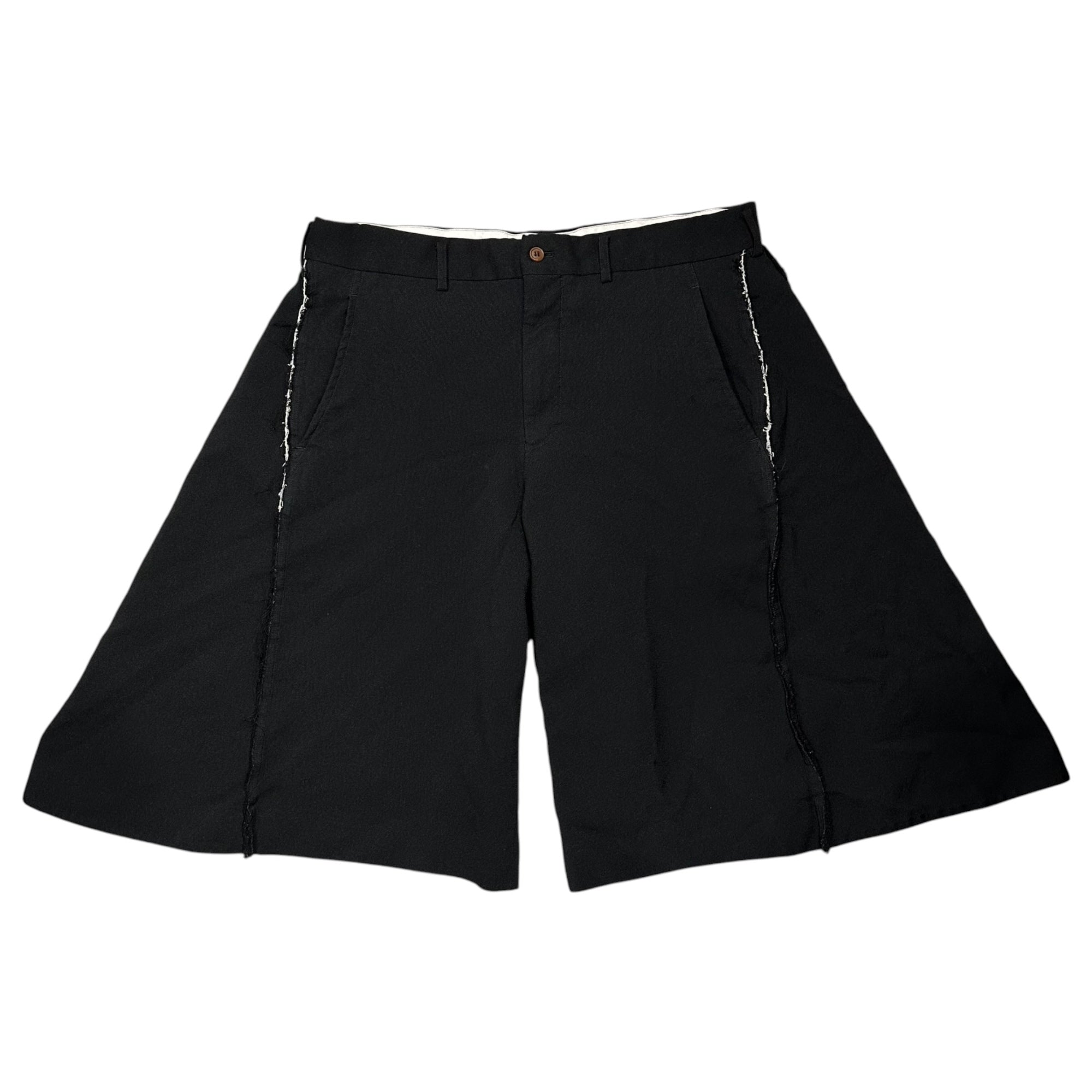 COMME des GARCONS HOMME PLUS(コムデギャルソンオムプリュス) 2022SS Ragged-Edge Estelle Wide-Leg Half Pants 断ち切り エステル ワイド ハーフ パンツ PI-P061 M ブラック AD2021