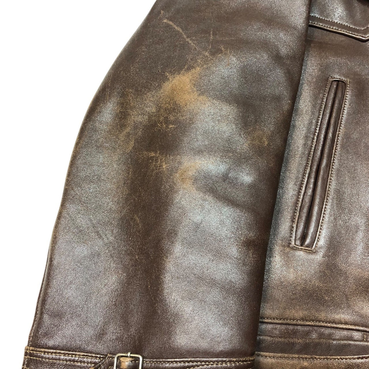 VINTAGE(ヴィンテージ) 60's ~ shearling fur leather gang coat ムートン ファー レザー ギャング コート 60年代~ ECLAIR ZIP ファスナー ジャケット 表記無し(L程度) ブラウン