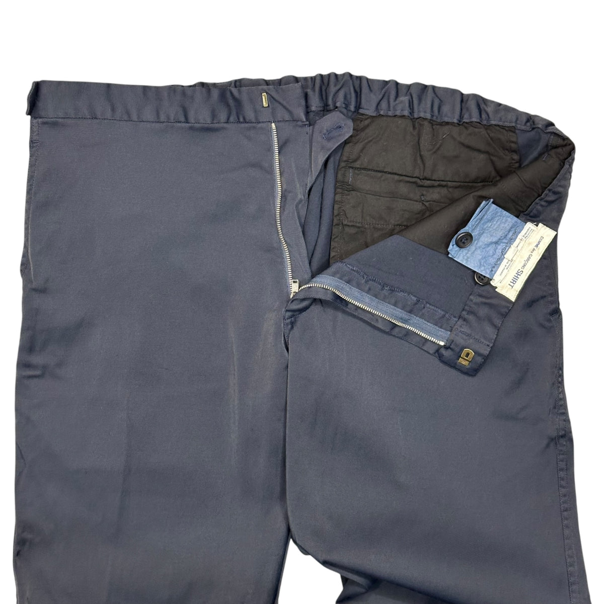 COMME des GARCONS HOMME PLUS(コムデギャルソンオムプリュス) 1998AW Inside-Out-Era Back-Stripe Polyester Tapered Wide Pants インサイド アウト期 裏 ストライプ エステル テーパード ワイド パンツ PP-10067M M ホワイト AD1998 90s アーカイブ