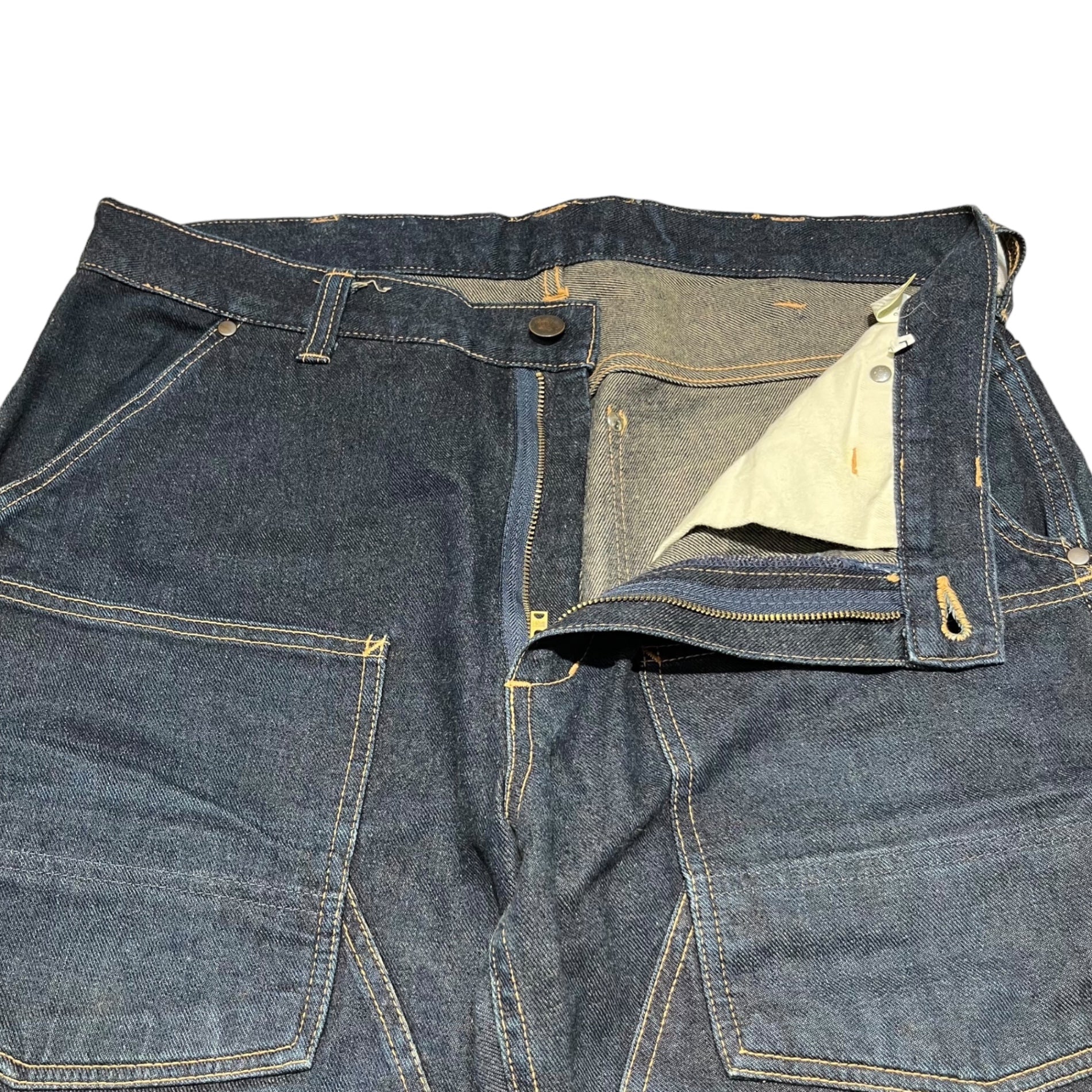 A BATHING APE(アベイシングエイプ) 00's Double knee denim painter pants ダブルニー ポケット デニム ペインター パンツ L インディゴ Y2K