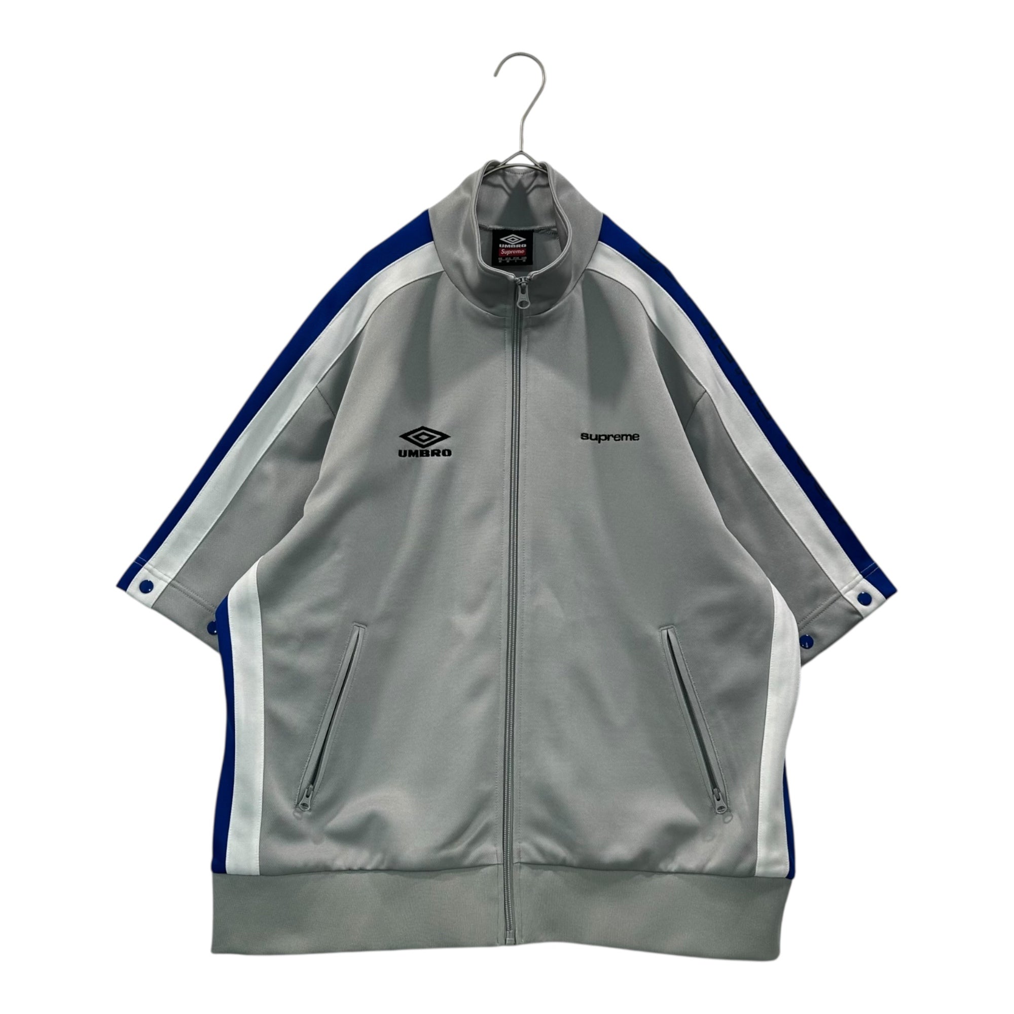 SUPREME×UMBRO(シュプリーム×アンブロ) 23SS Snap Sleeve Jacket スナップ スリーブ トラック ジャケット L グレー×ブルー コラボ ジャージ