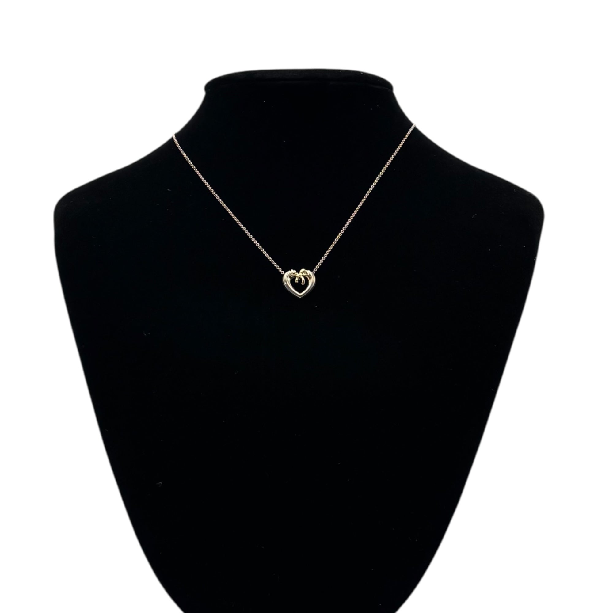 TIFFANY & CO.(ティファニー) Silver & Gold Combination Heart Ribbon Necklace シルバー & ゴールド コンビ ハート リボン ネックレス シルバー×ゴールド