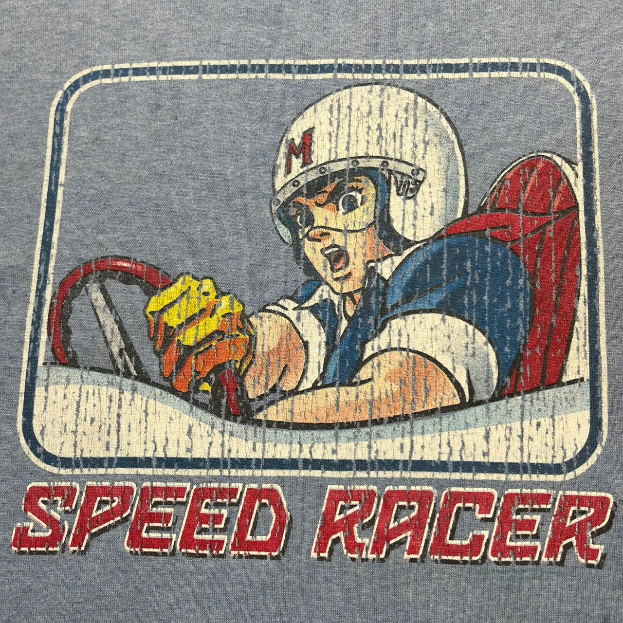 TNT(ティーエヌティー) 90'sアニメプリントリンガーTシャツ L ブルー マッハGOGOGO