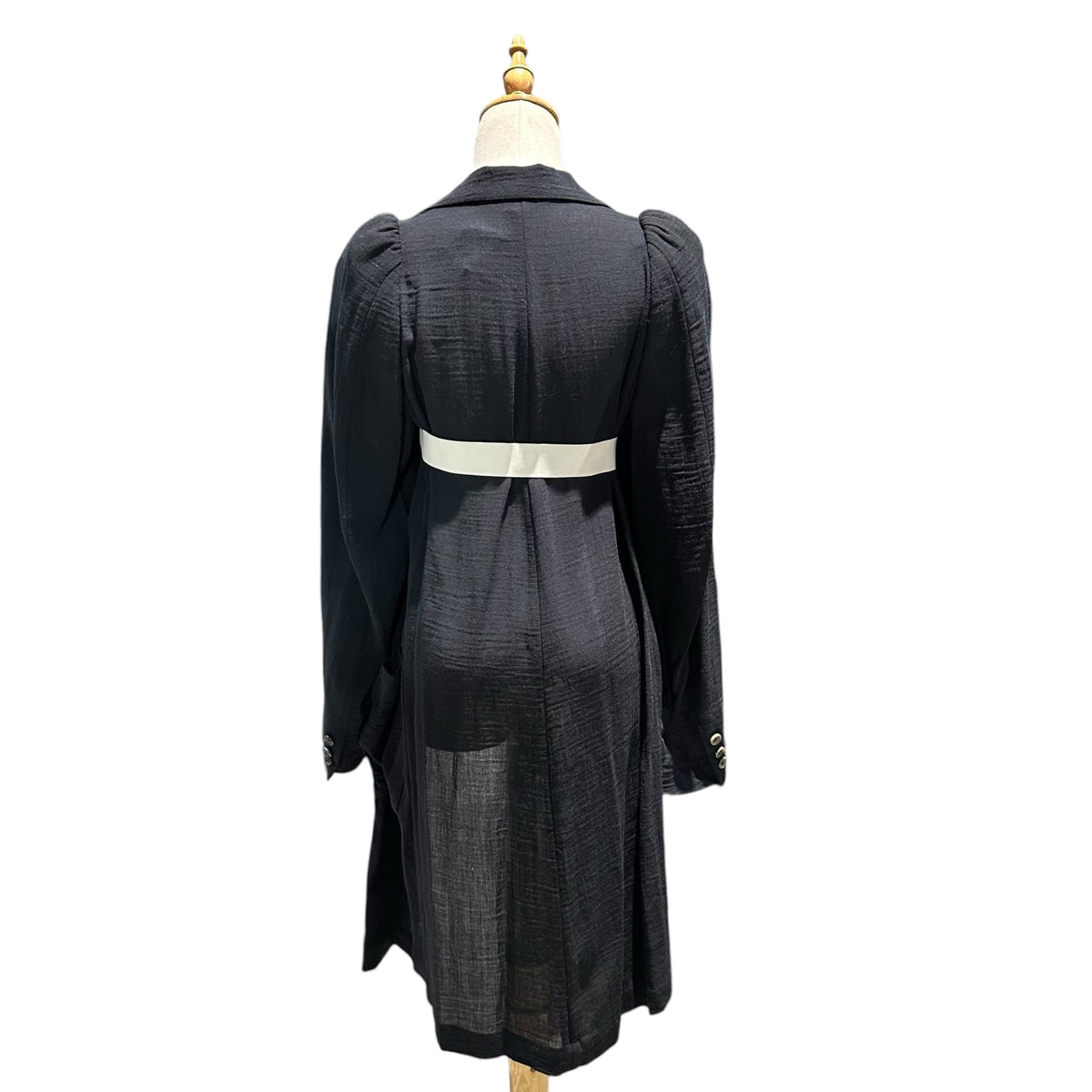 COMME des GARCONS(コムデギャルソン) 1994SS Buttonless Gown Coat with Elastic Belt ゴム ベルト ボタンレス ガウン コート GJ-10019S FREE ブラック×ホワイト AD1993 90s アーカイブ