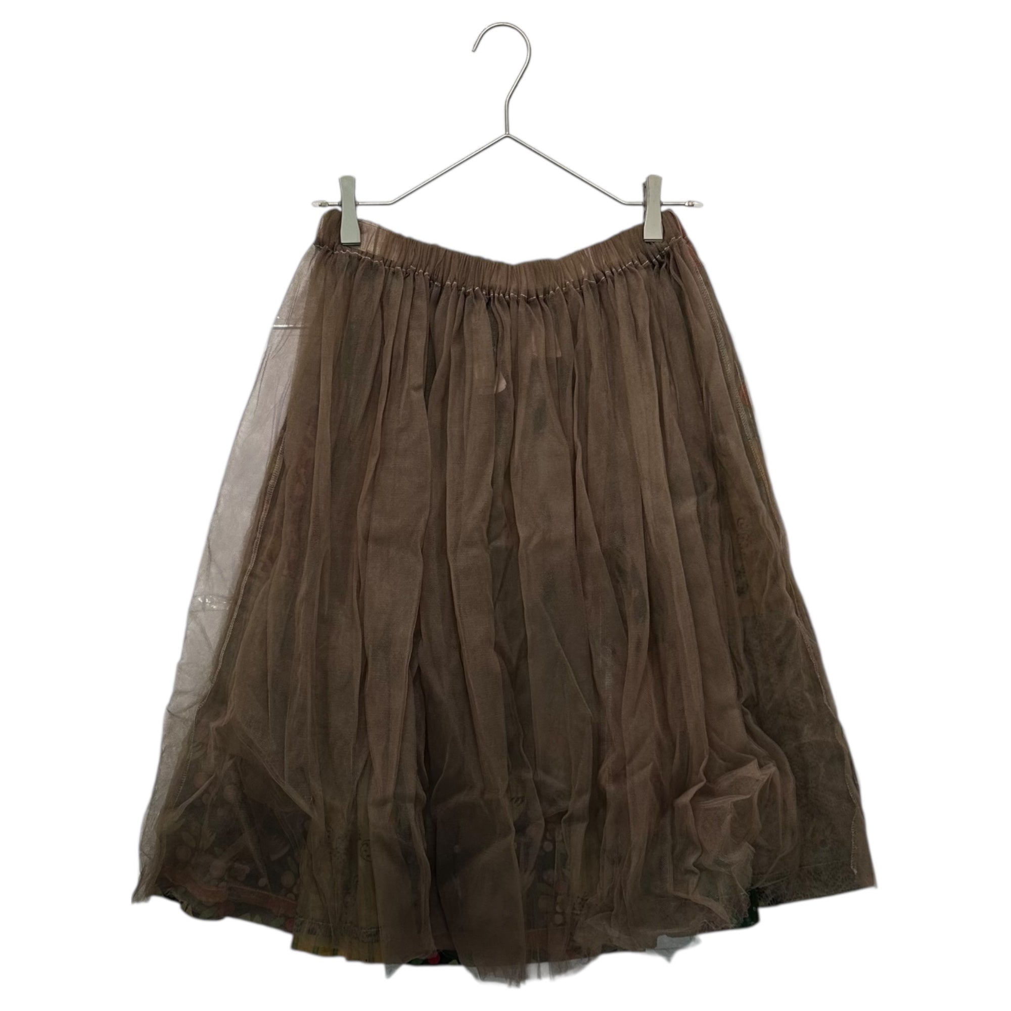 tricot COMME des GARCONS(トリココムデギャルソン) 11AW Tulle Docking Print Skirt チュール ドッキング プリント スカート SH-S702 FREE ブラウン×マルチカラー AD2011