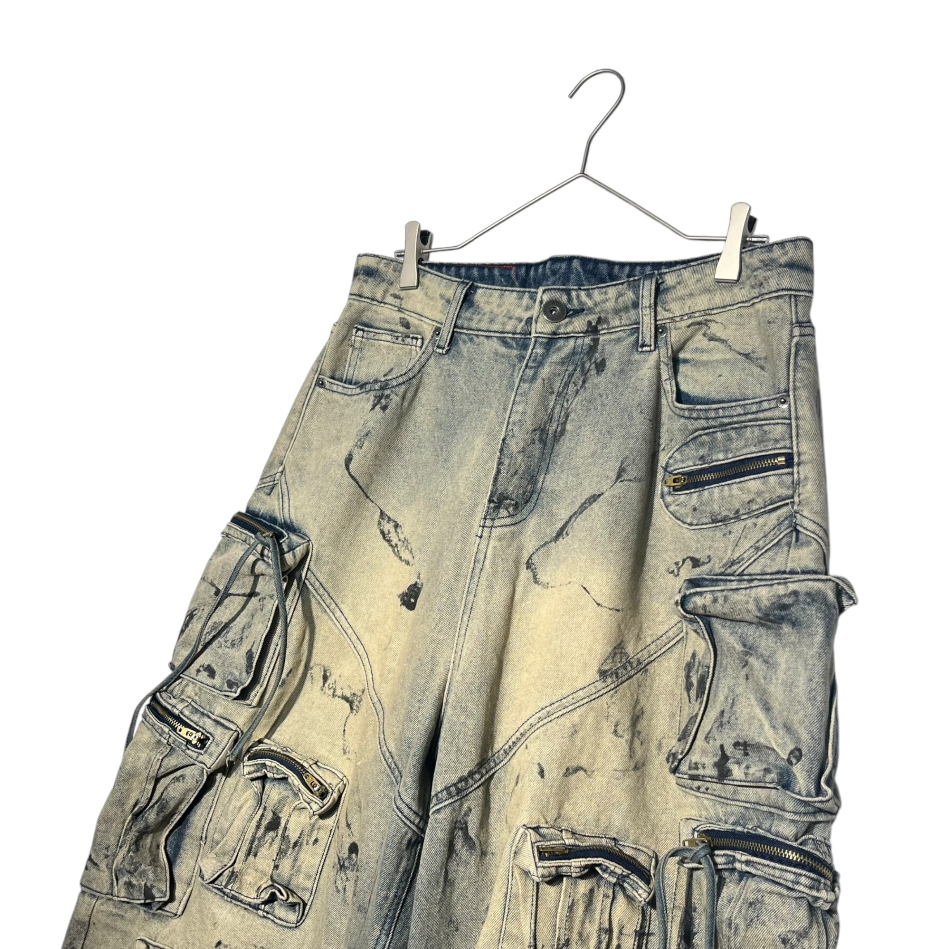 ATELIER LATUI(アトリエラトゥイ) ASSylum*69 JEANS LIMITED EDITION デストロイ加工 カーゴ バギー デニム パンツ L インディゴ ベトナム発気鋭ブランド ワイド ダメージ