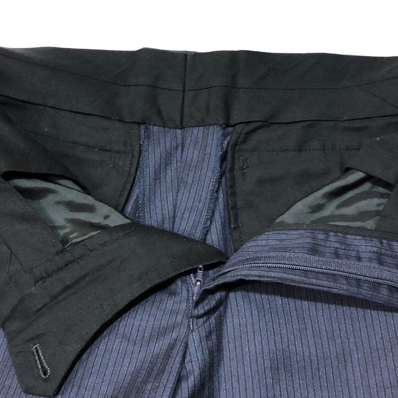 JOHN LAWRENCE SULLIVAN(ジョンローレンスサリバン) WOOL STRAIGHT TROUSERS ウール ストライプ トラウザー パンツ 2A021-0120-09 46(M程度) ネイビー スラックス