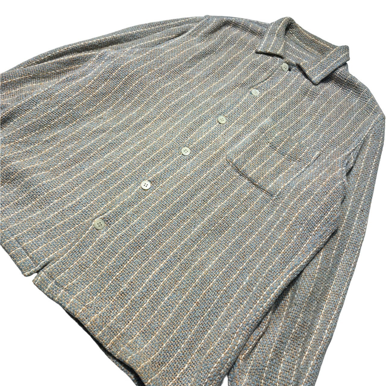 COMME des GARCONS HOMME(コムデギャルソンオム) 80~90's big silhouette braided shirt/ビッグシルエット編み込みシャツ/80年代/90年代 SIZE表記切れ ピンク×ブルー 品質表示タグ切れ 推定80~90年代