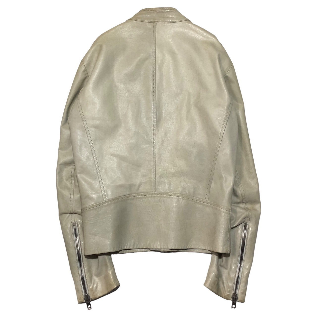 Martin Margiela 10(マルタンマルジェラ10) 09SS 本人期 5zip riders/Figure eight single riders/八の字ライダースジャケット/牛革 30 AM 101 SIZE 44 クリーム