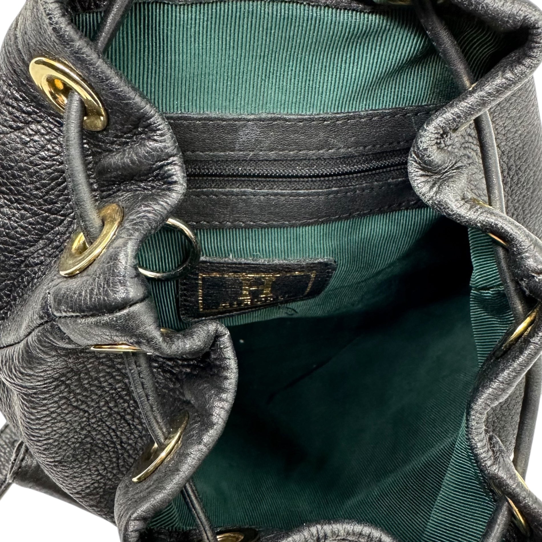 HIROFU(ヒロフ) H logo gold hardware leather mini backpack H ロゴ ゴールド 金具 レザー ミニ リュック ブラック