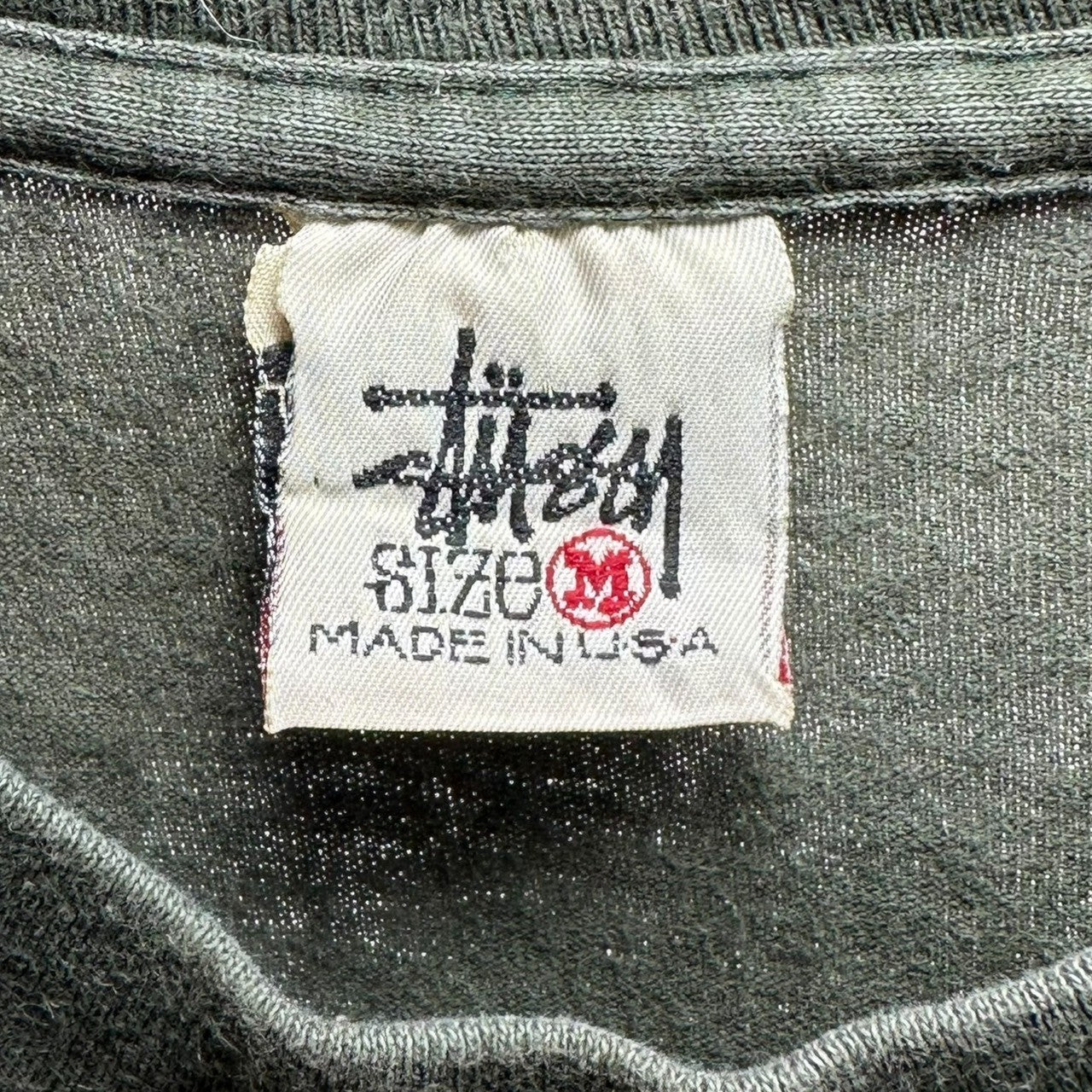 STUSSY(ステューシー) 90's White Tag Crown Logo Crew Neck T-Shirt 90年代 白タグ クラウン ロゴ クルーネック Tシャツ M カーキ
