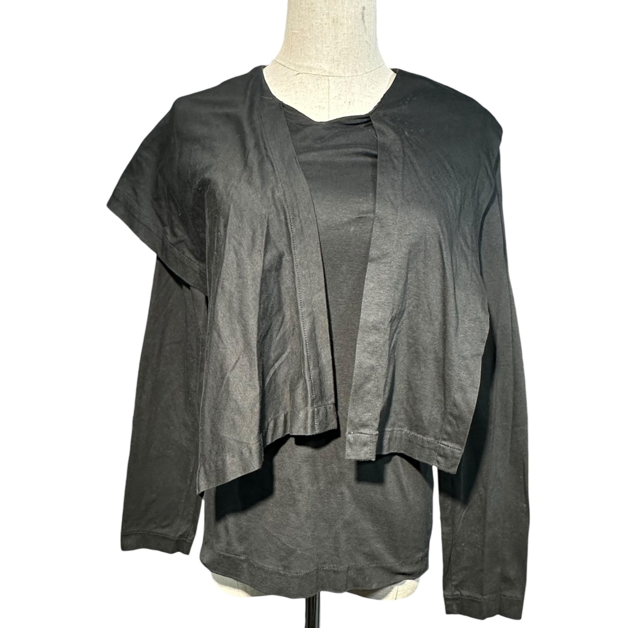 tricot COMME des GARCONS(トリココムデギャルソン) 80's Stole Design L/S Cotton Top 80年代 ストール デザイン 長袖 コットン カットソー TT-110360 FREE ブラック AD表記無し 川久保玲 本人期