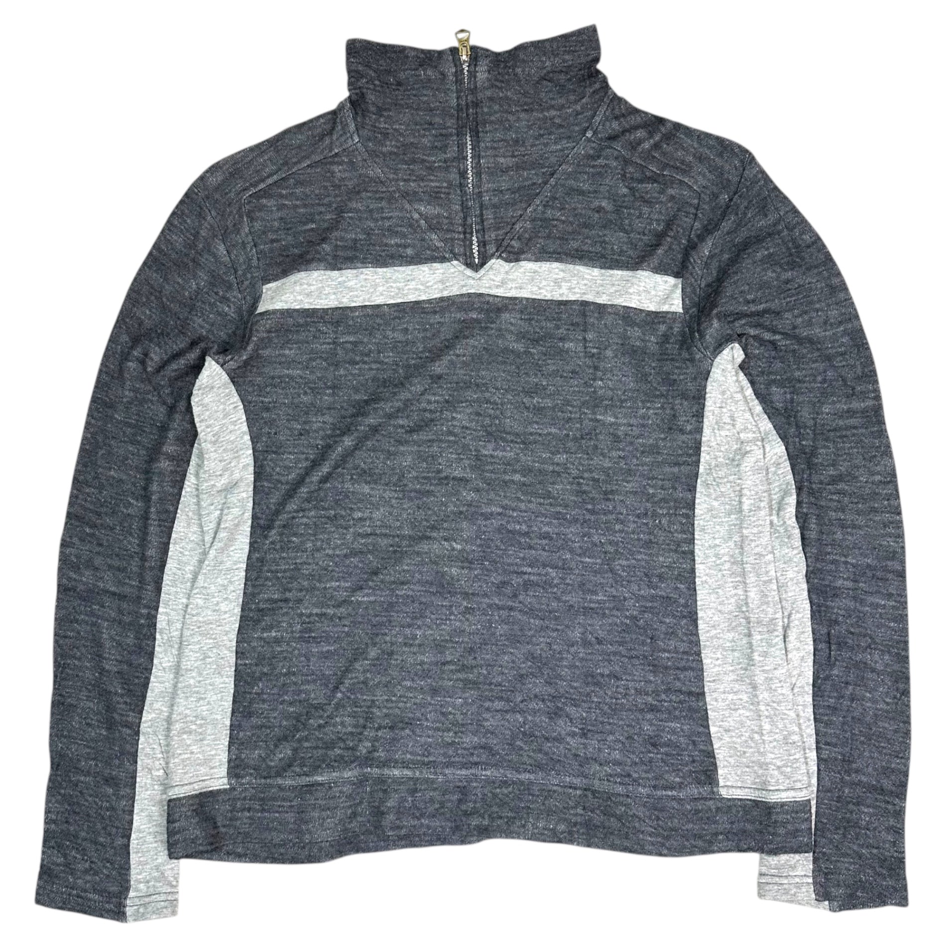 MARITHE FRANCOIS GIRBAUD(マリテフランソワジルボー) 00's High-Neck Half-Zip Panel-Cut T-Shirt ハイネック ハーフジップ 切替 カットソー M7-6077 M グレー Y2K