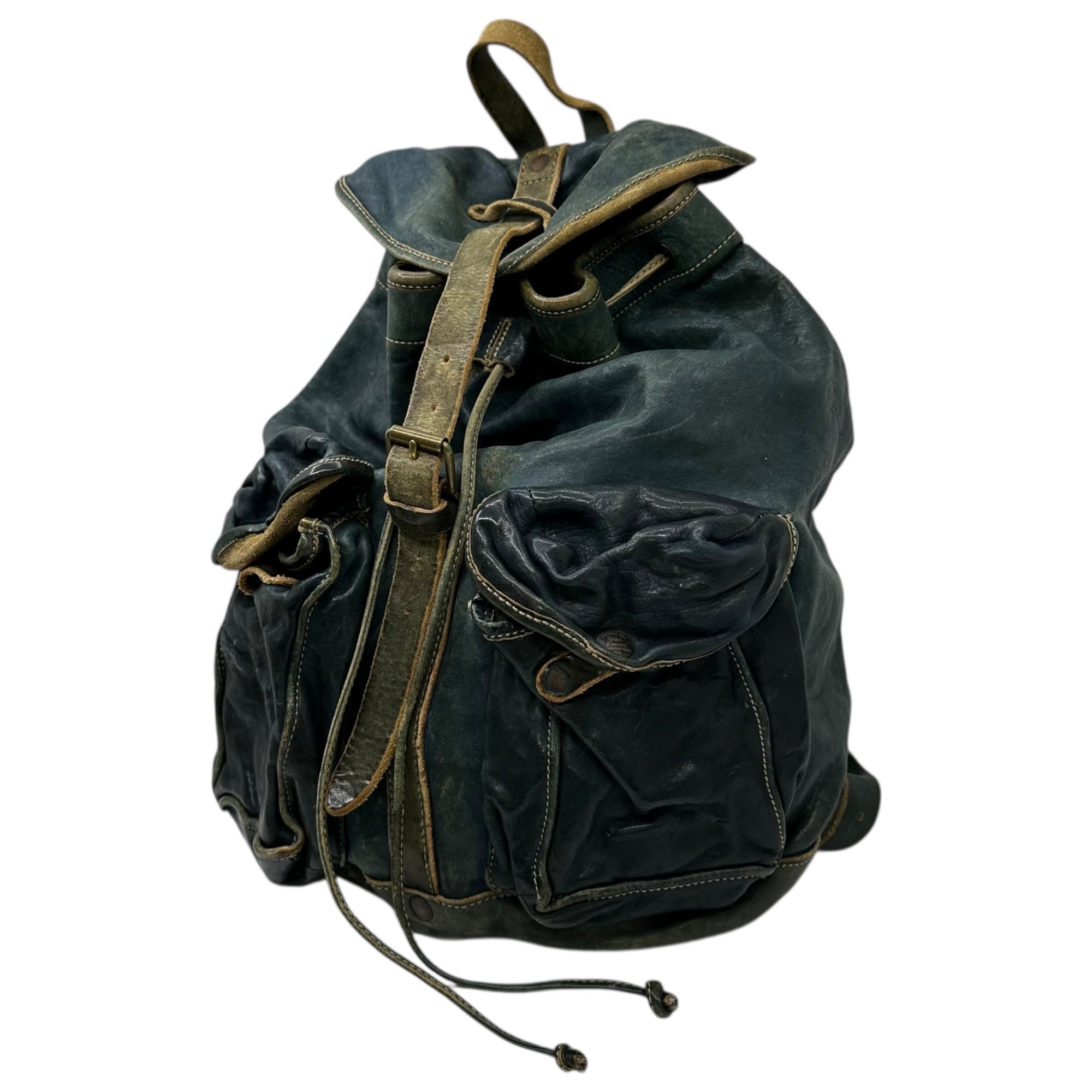 RRL(ダブルアールエル) Indigo-dyed Leather Backpack インディゴ染め レザー リュック インディゴ バッグ バックパック