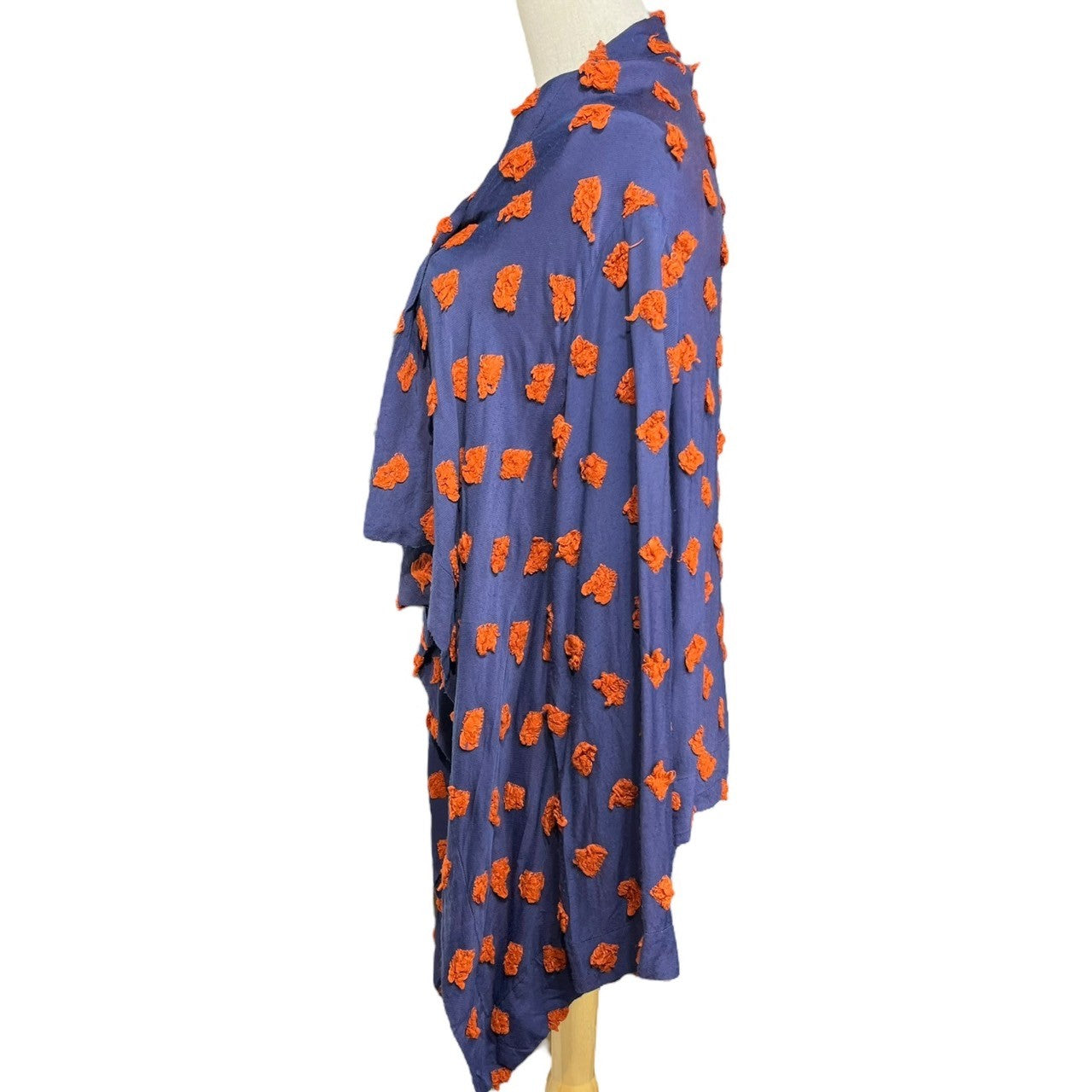 Vivienne Westwood ANGLOMANIA(ヴィヴィアンウエストウッドアングロマニア) Front button closure brushed dot pattern cardigan フロントボタン留め 起毛 ドットパターン カーディガン 38(M) ネイビー×オレンジ SAMPLE品