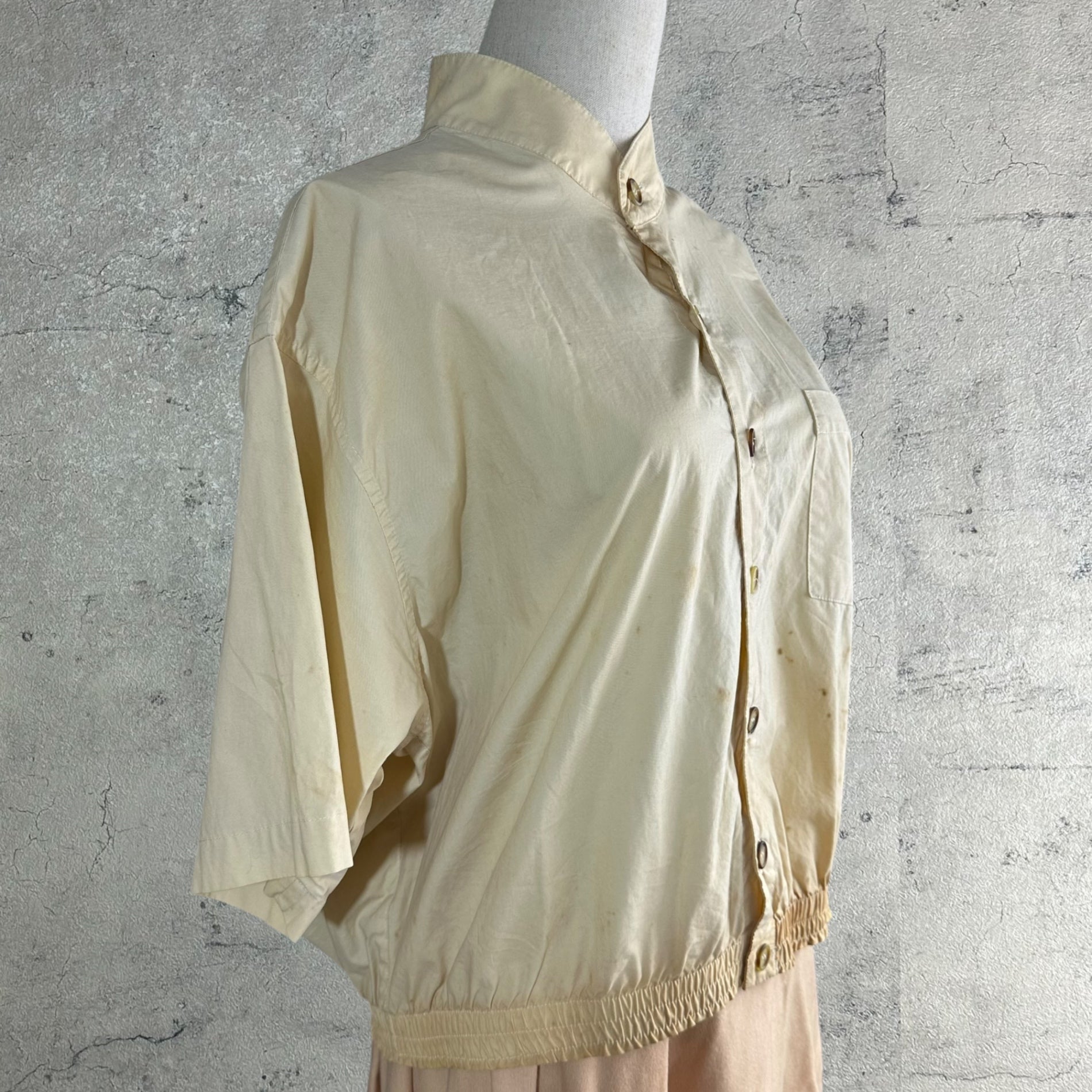 EMPORIO ARMANI(エンポリオアルマーニ) 80~90's vintage stand collar half sleeve jacket ヴィンテージ スタンドカラー ハーフスリーブ ジャケット 48(M) アイボリー
