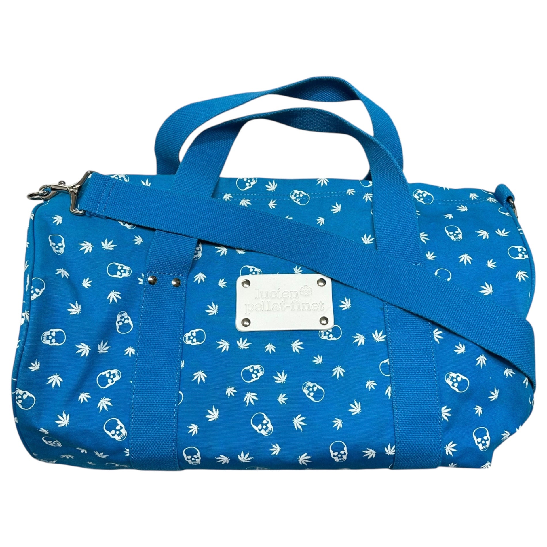 LUCIEN PELLAT-FINET(ルシアンペラフィネ) Skull all over pattern drum bag ドクロ 総柄 ドラム バッグ ブルー ボストン ショルダー