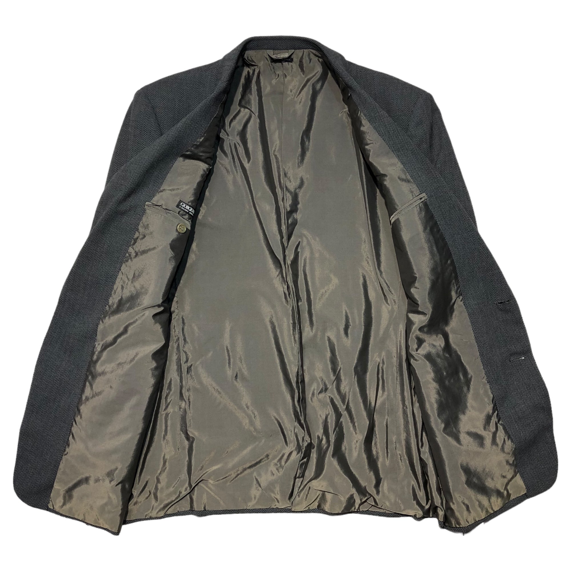 GIORGIO ARMANI(ジョルジオアルマーニ) 80's ~ 90's herringbone setup suit ヘリンボーン セットアップ スーツ 52(XL程度) グレー テーラード スラックス