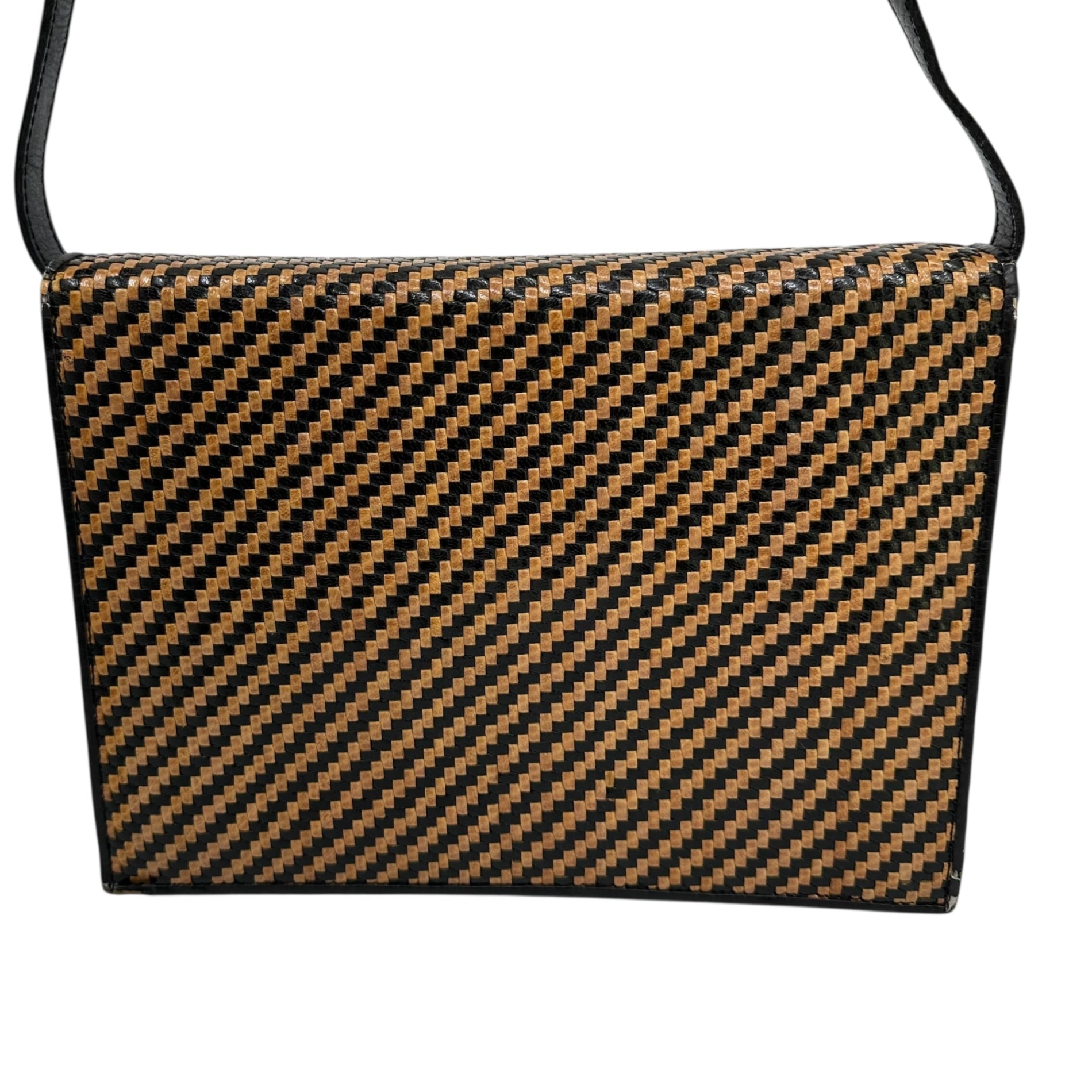 YVES SAINT LAURENT(イヴサンローラン) Intrecciato Leather Shoulder Bag イントレチャート レザー ショルダー バッグ ブラウン×ブラック ヴィンテージ