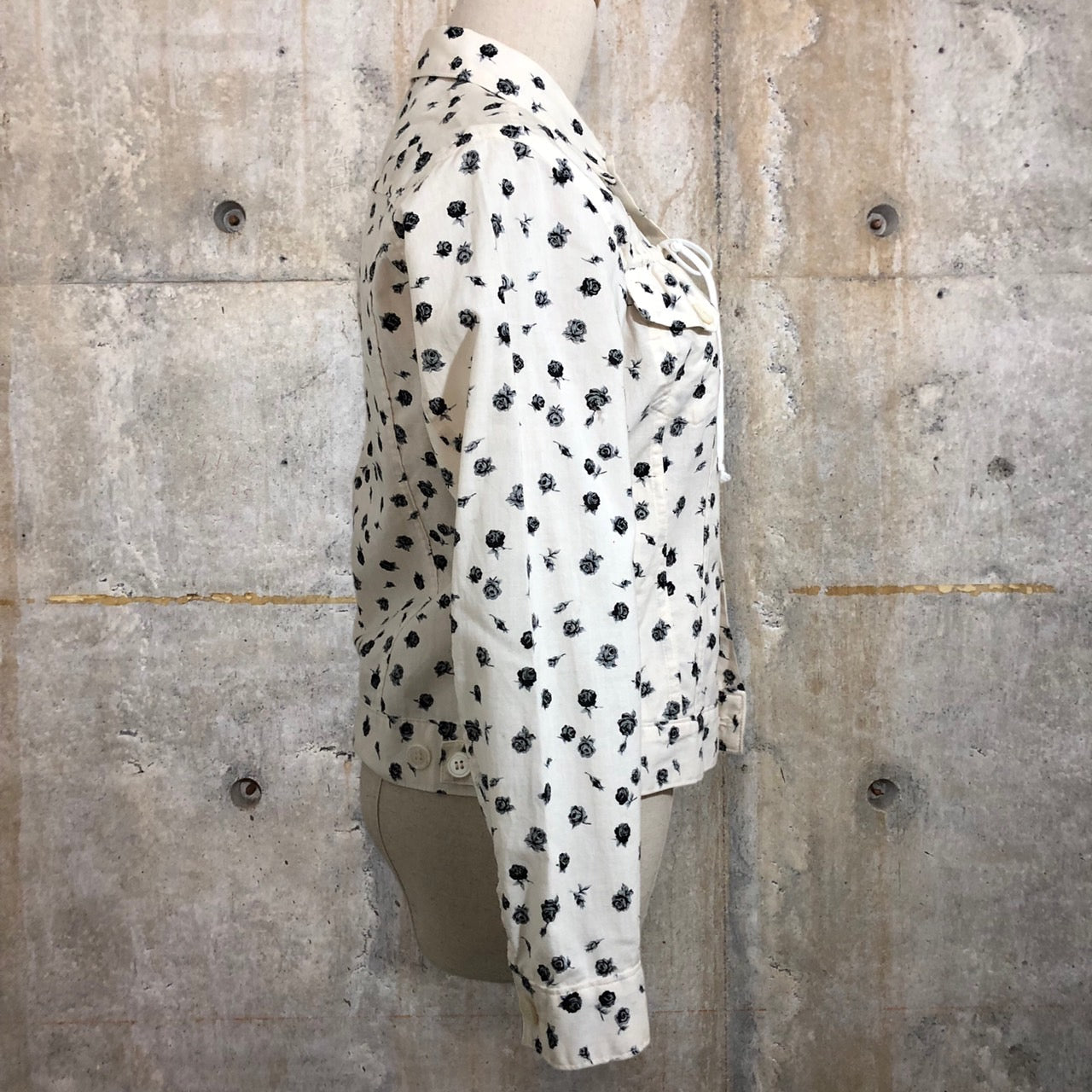 COMME des GARCONS(コムデギャルソン) 02SSフラワープリントジャケット/00S/稀少/花柄 GE-J060 SIZE S アイボリー×ブラック AD2001