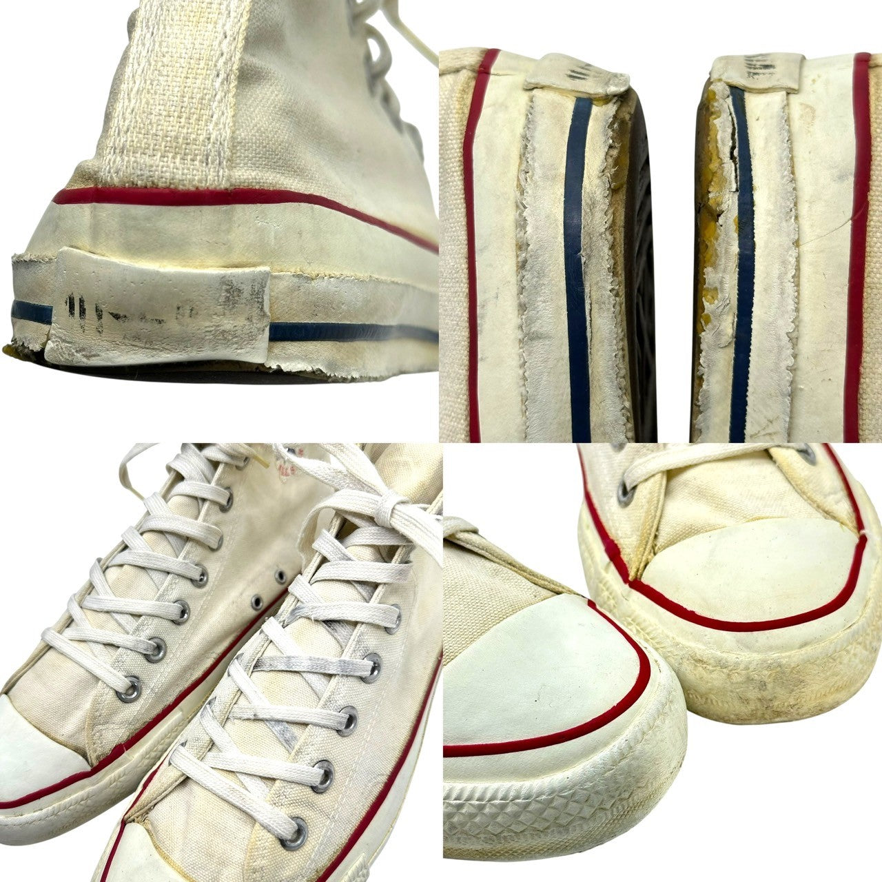 CONVERSE(コンバース) 80's~90's USA made Vintage ALL STAR HI ヴィンテージ ハイカット スニーカー 生成り 9(27.5cm程度) ホワイト 80~90年代 移行期 USA製 囲み