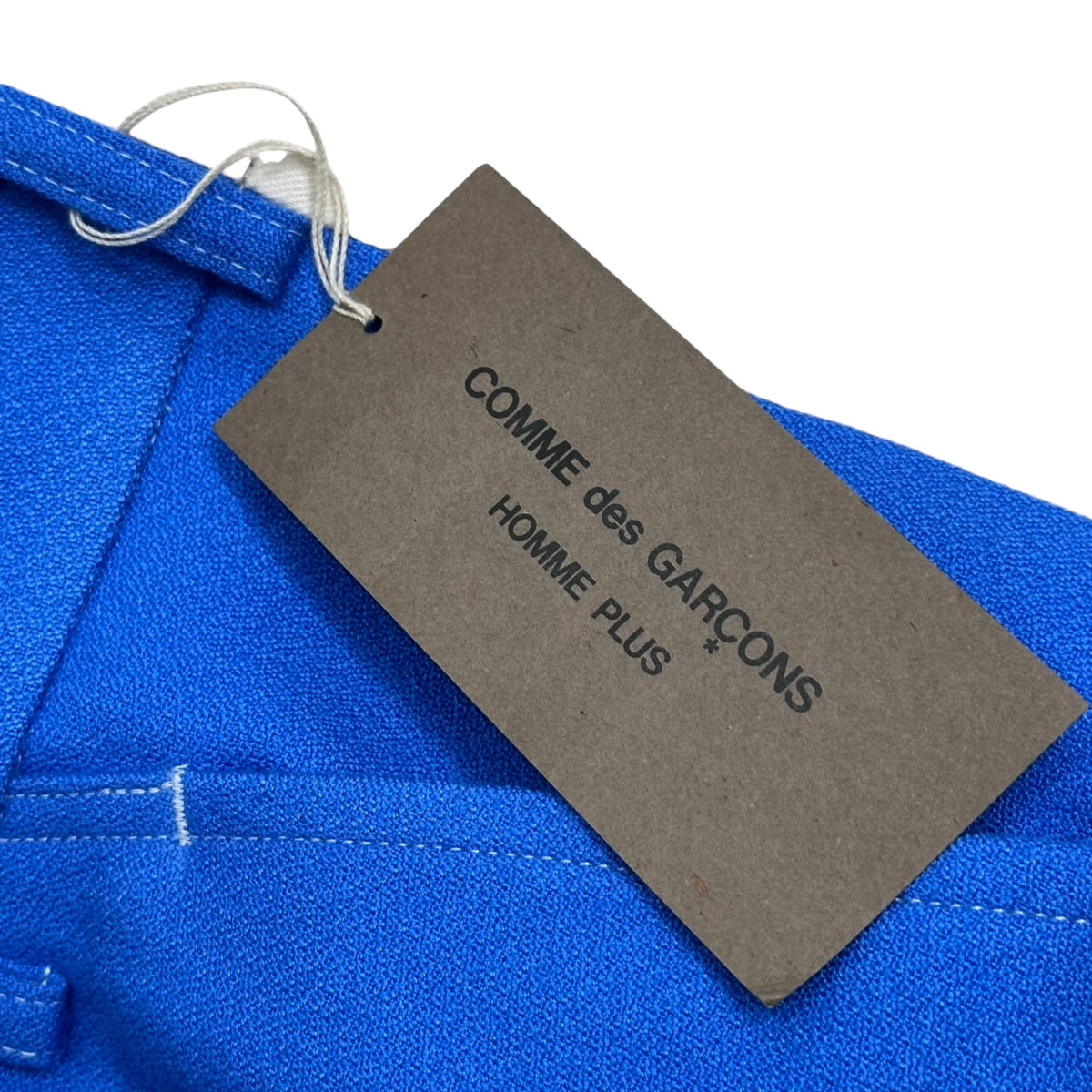 COMME des GARCONS HOMME PLUS(コムデギャルソンオムプリュス) 2002SS Mixed-Material Tapered Pants 異素材 切り替え テーパード パンツ PE-P010 S ブルー×アイボリー 00s アーカイブ トラッドの破壊 蛍光期