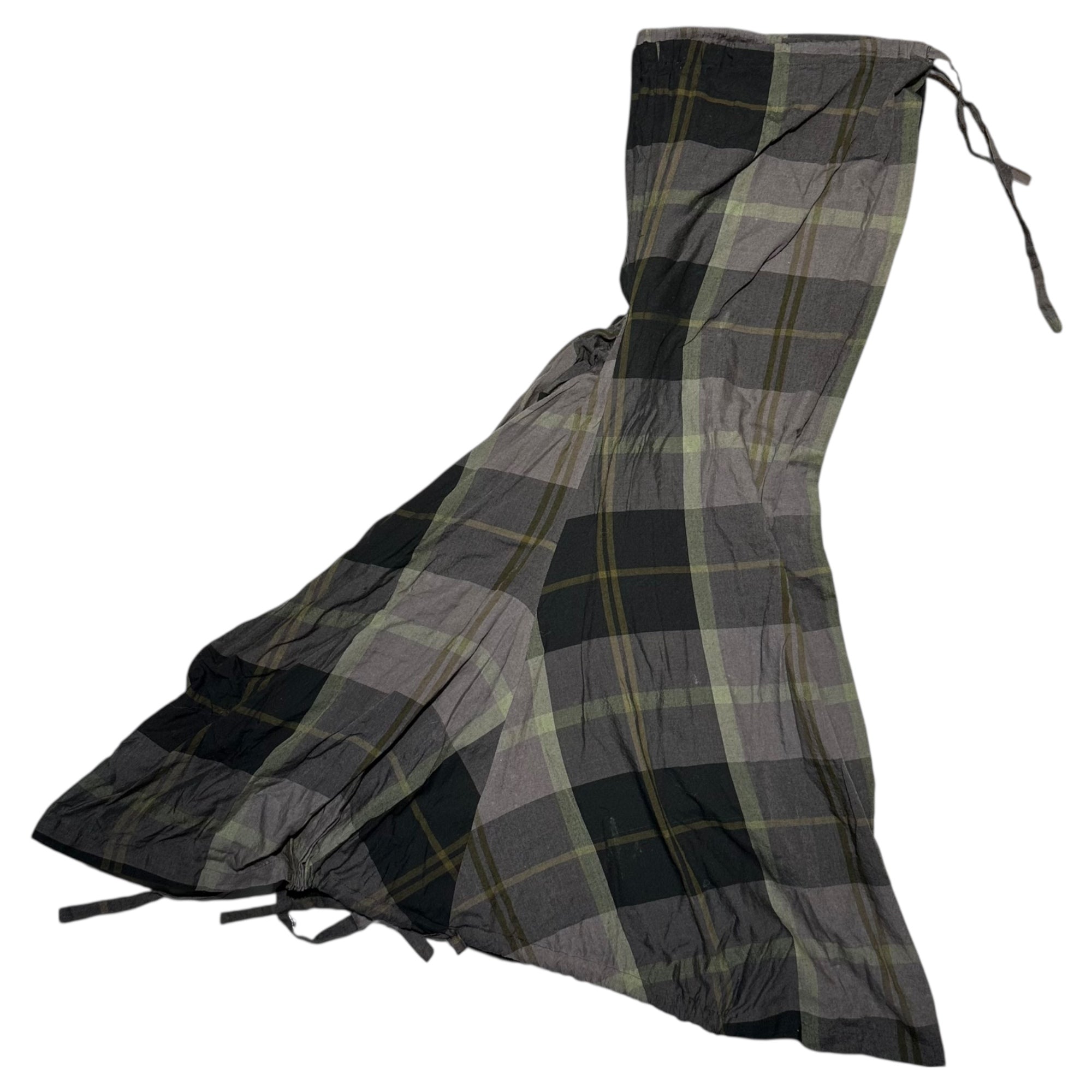 YOHJI YAMAMOTO(ヨウジヤマモト) High-Waisted Distorted Balloon Silhouette Check Cotton Pants ハイウエスト 変形 バルーンシルエット チェック コットン パンツ FX-S12-081 1(S程度) グレー×ブラック×カーキ