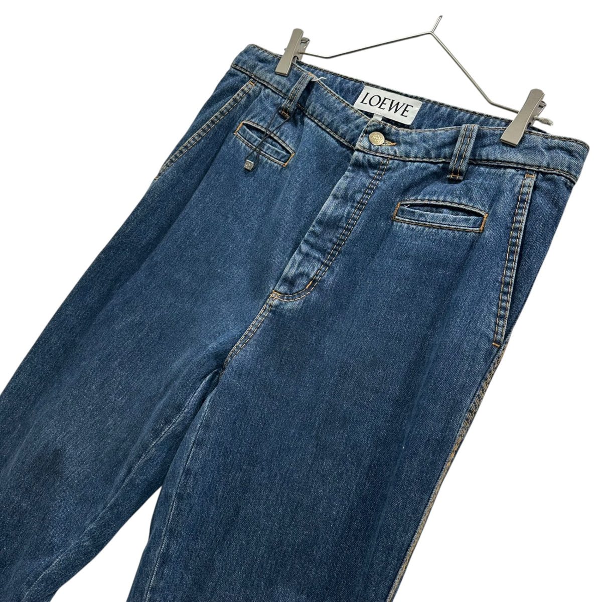 LOEWE(ロエベ) Fisherman Cotton Denim Straight Pants フィッシャーマン コットン デニム ストレート パンツ 28003861 40 インディゴ×ホワイト